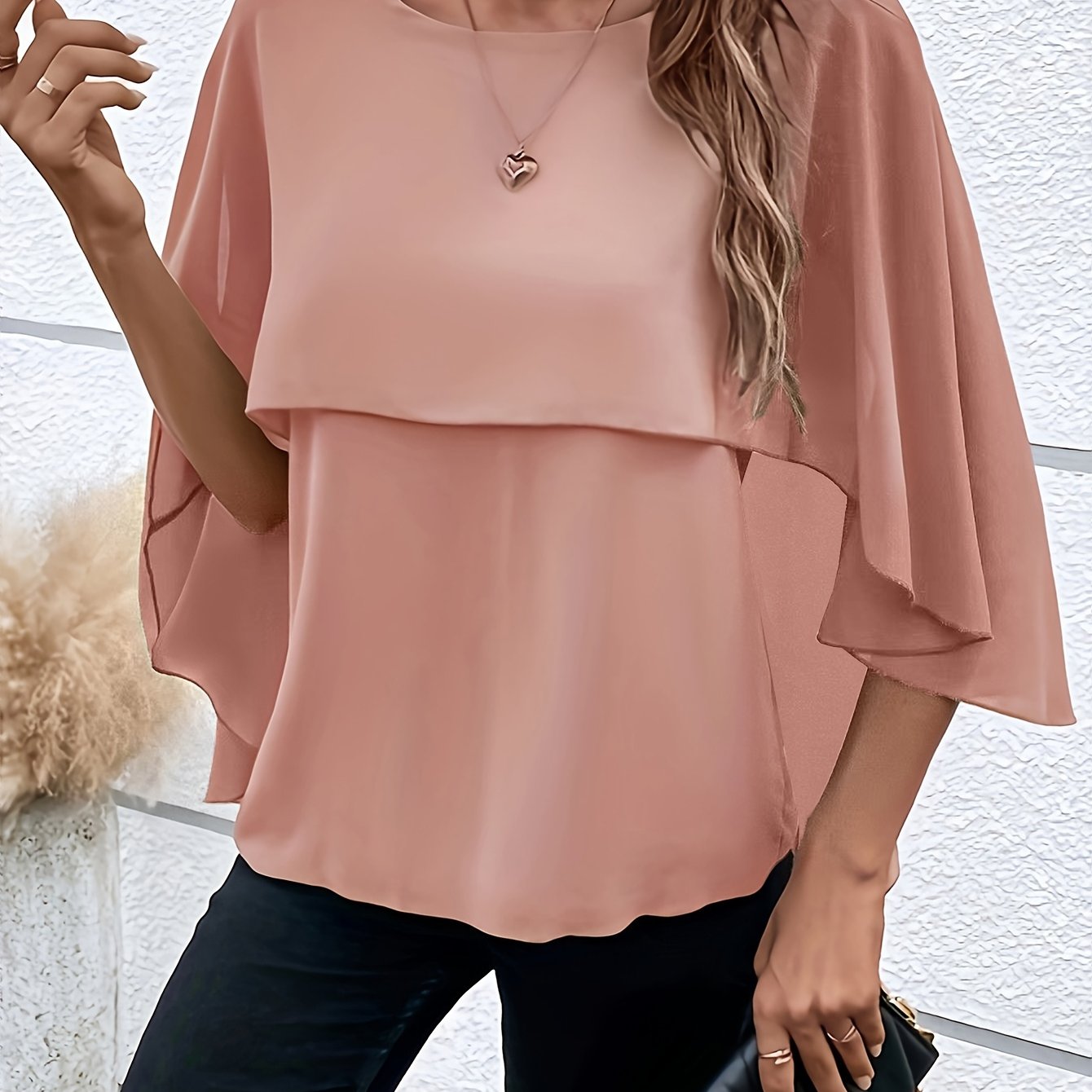 Damen Asymmetrisches Top in Einfarbigem Design