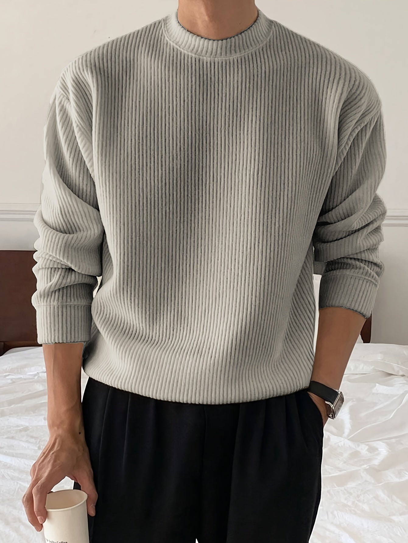 Herren Lockerer Strickpullover mit Rundhals