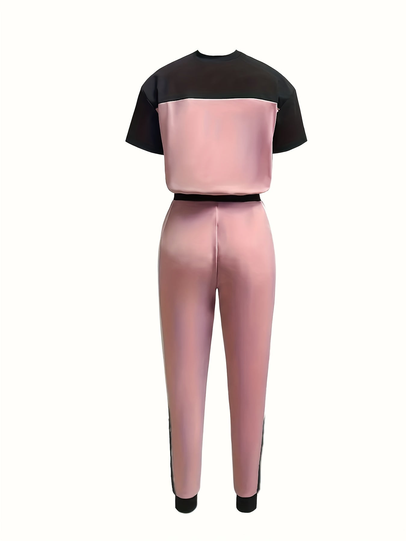 Damen 2-teiliges Set mit Colorblock-Shirt und Langer Hose