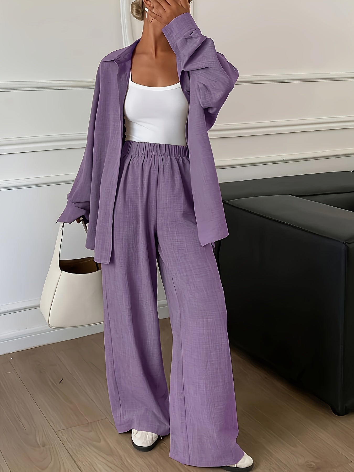 Damen Elegantes Set mit Langarmhemd und Hose