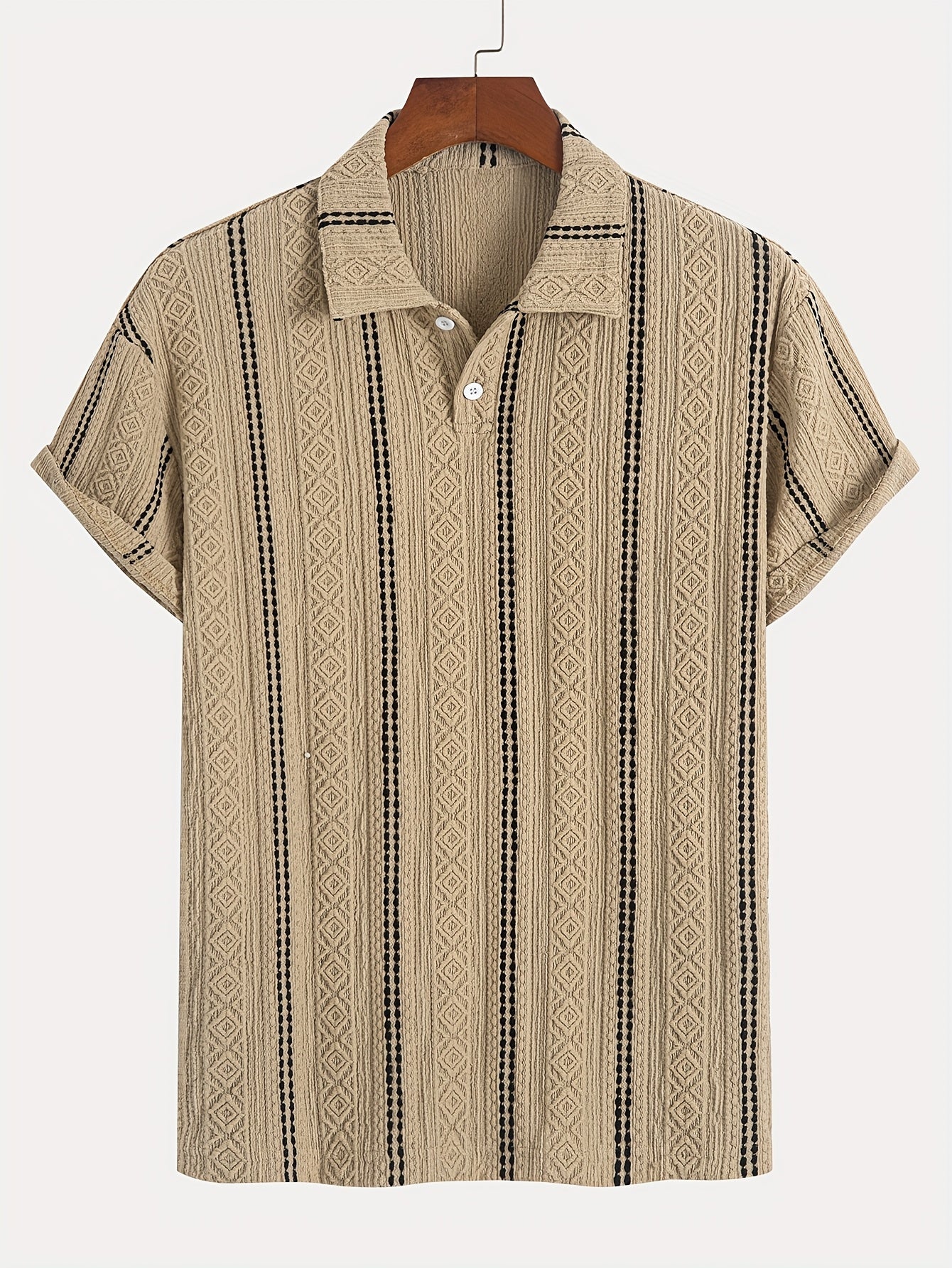 Herren Strick-Poloshirt mit Geometrischem Muster