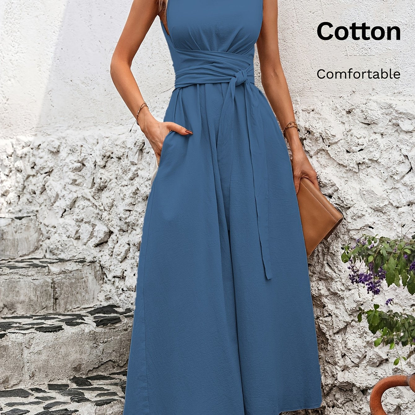 Damen Kleid – Ärmellos mit Schleifendetail Elegant