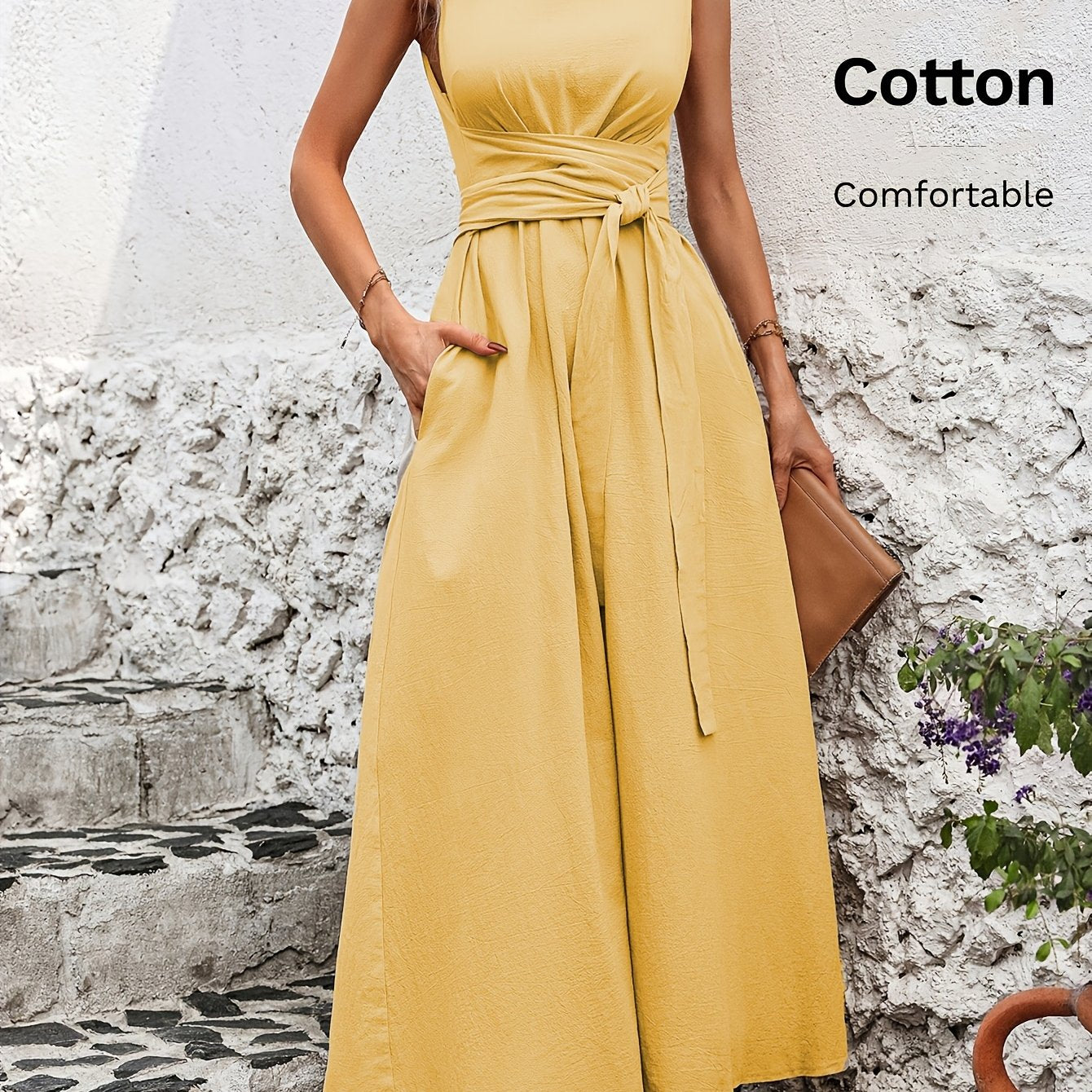 Damen Kleid – Ärmellos mit Schleifendetail Elegant