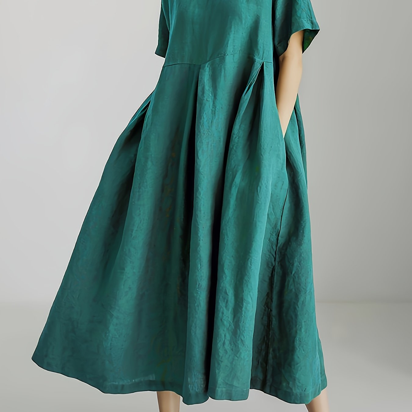 Damen Lockeres Leinenkleid für Frühling und Sommer