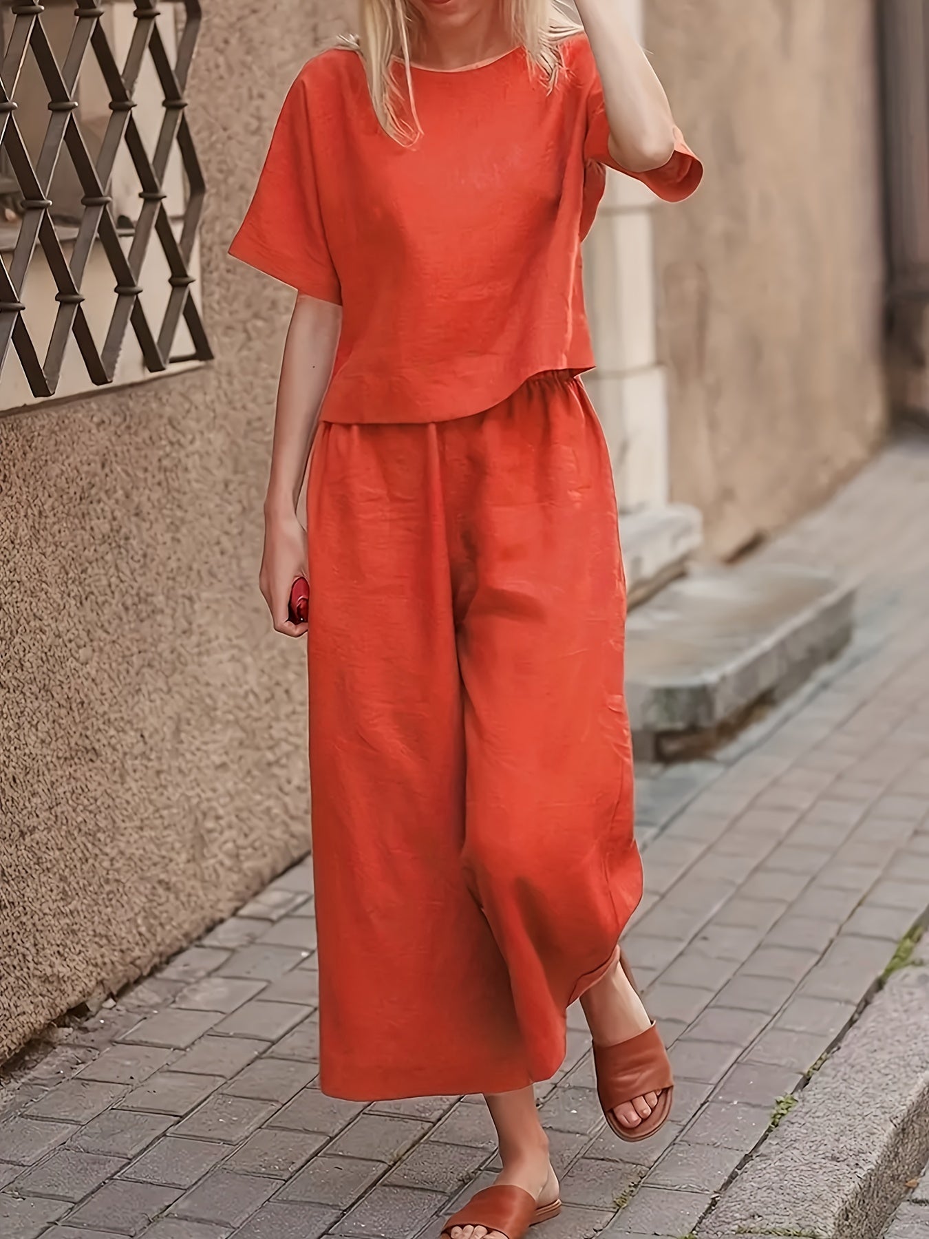 Damen Hosenanzug – Elegant & Weite Hose Lässig