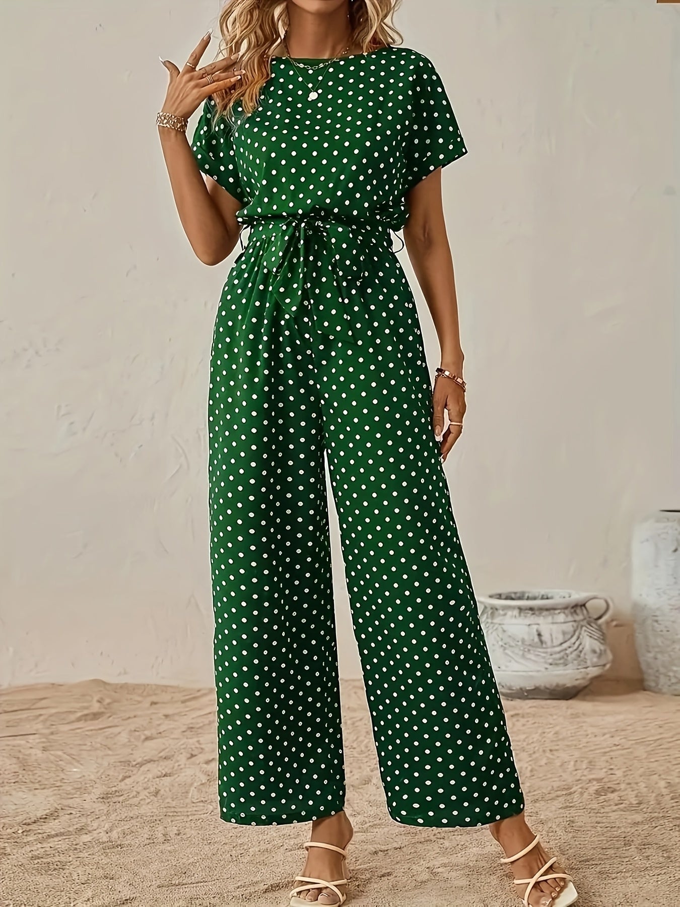 Damen Jumpsuit – Polka Dot Schulterfrei Elegant