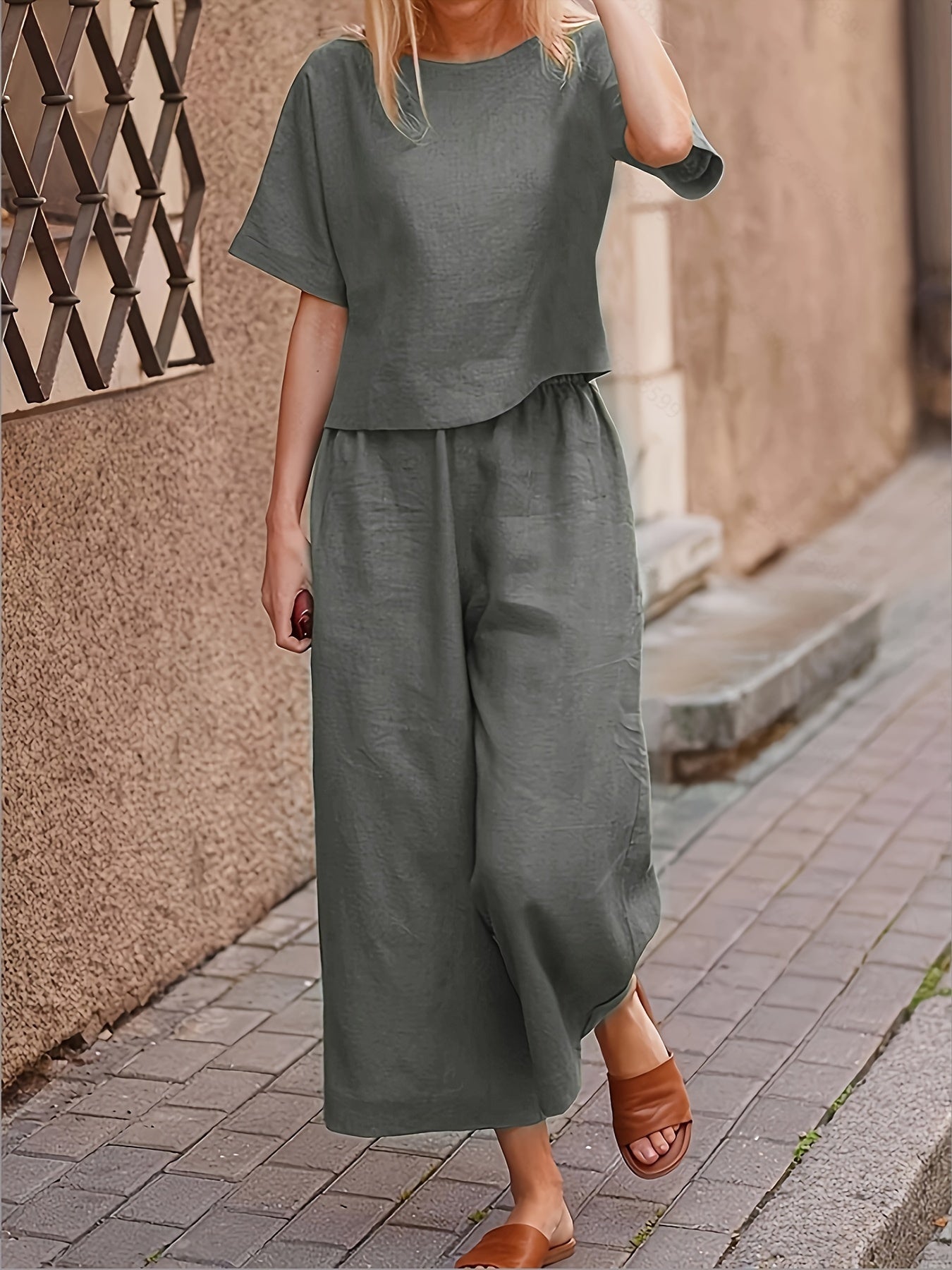 Damen Hosenanzug – Elegant & Weite Hose Lässig