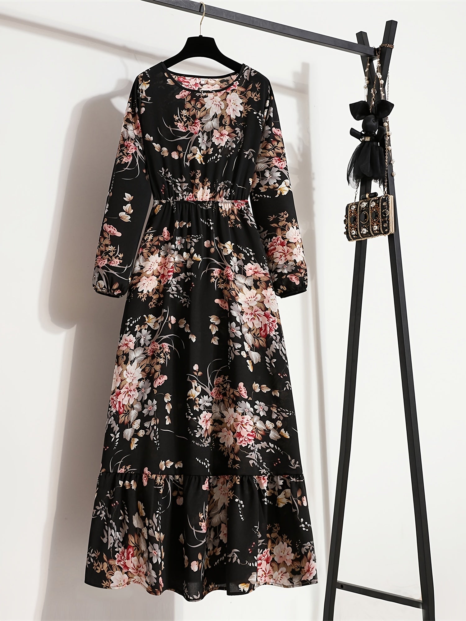 Damen Boho Maxikleid mit Floralprint
