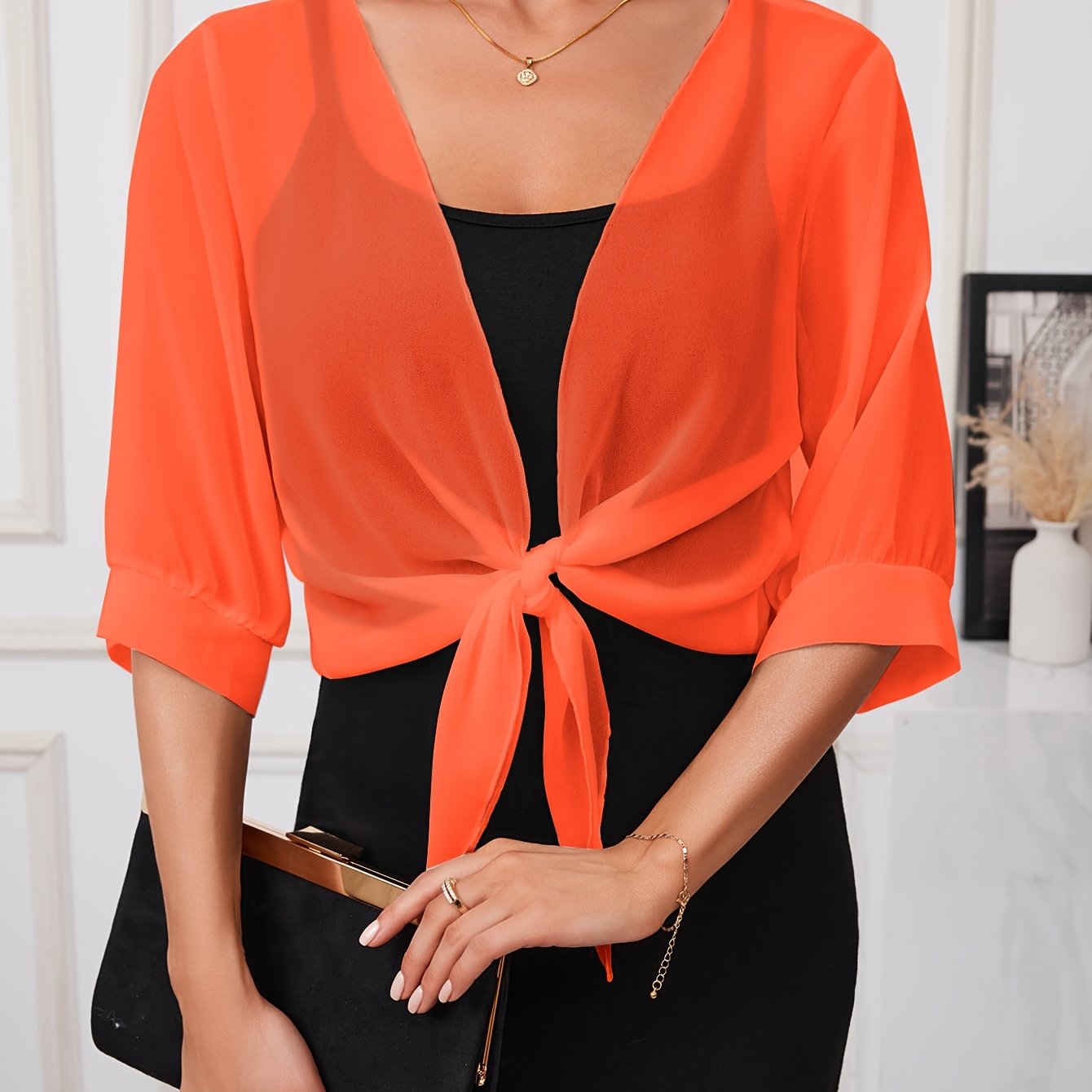 Damen Kleid mit Schal und Hemdjacke