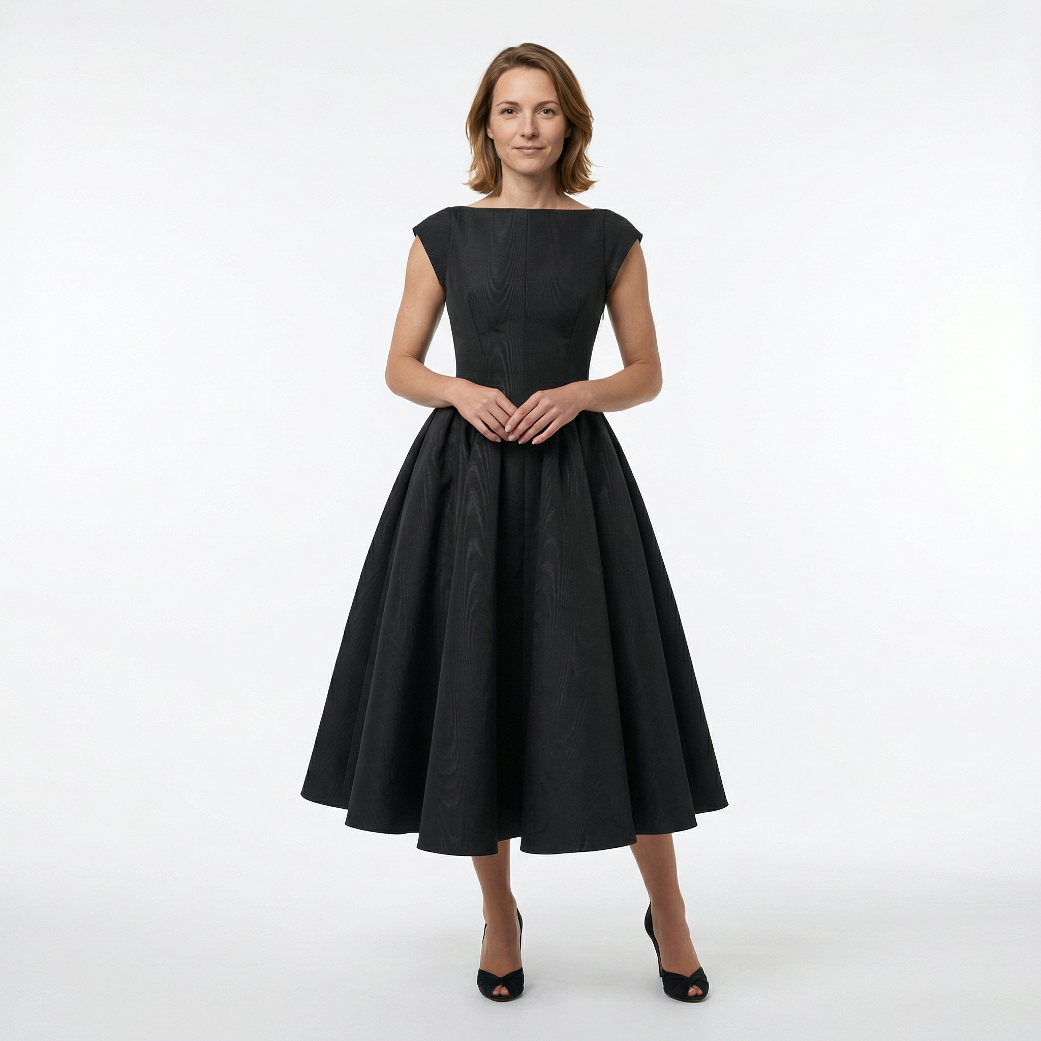 Damen Midikleid – Bootsausschnitt & Rückenausschnitt