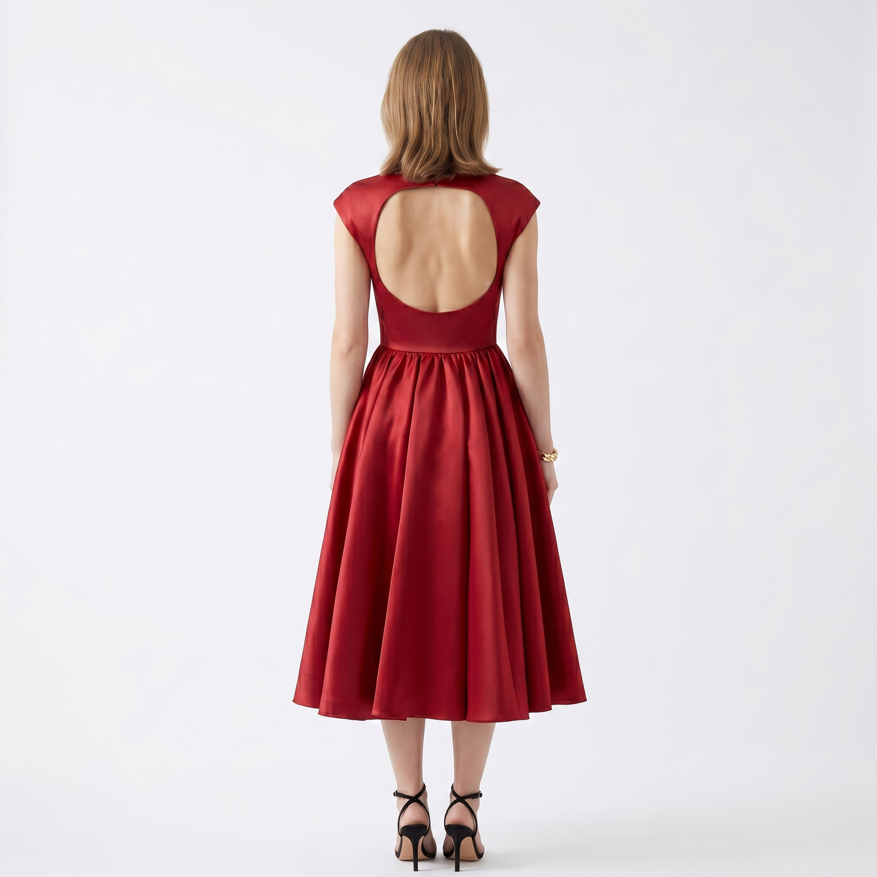 Damen Midikleid – Bootsausschnitt & Rückenausschnitt