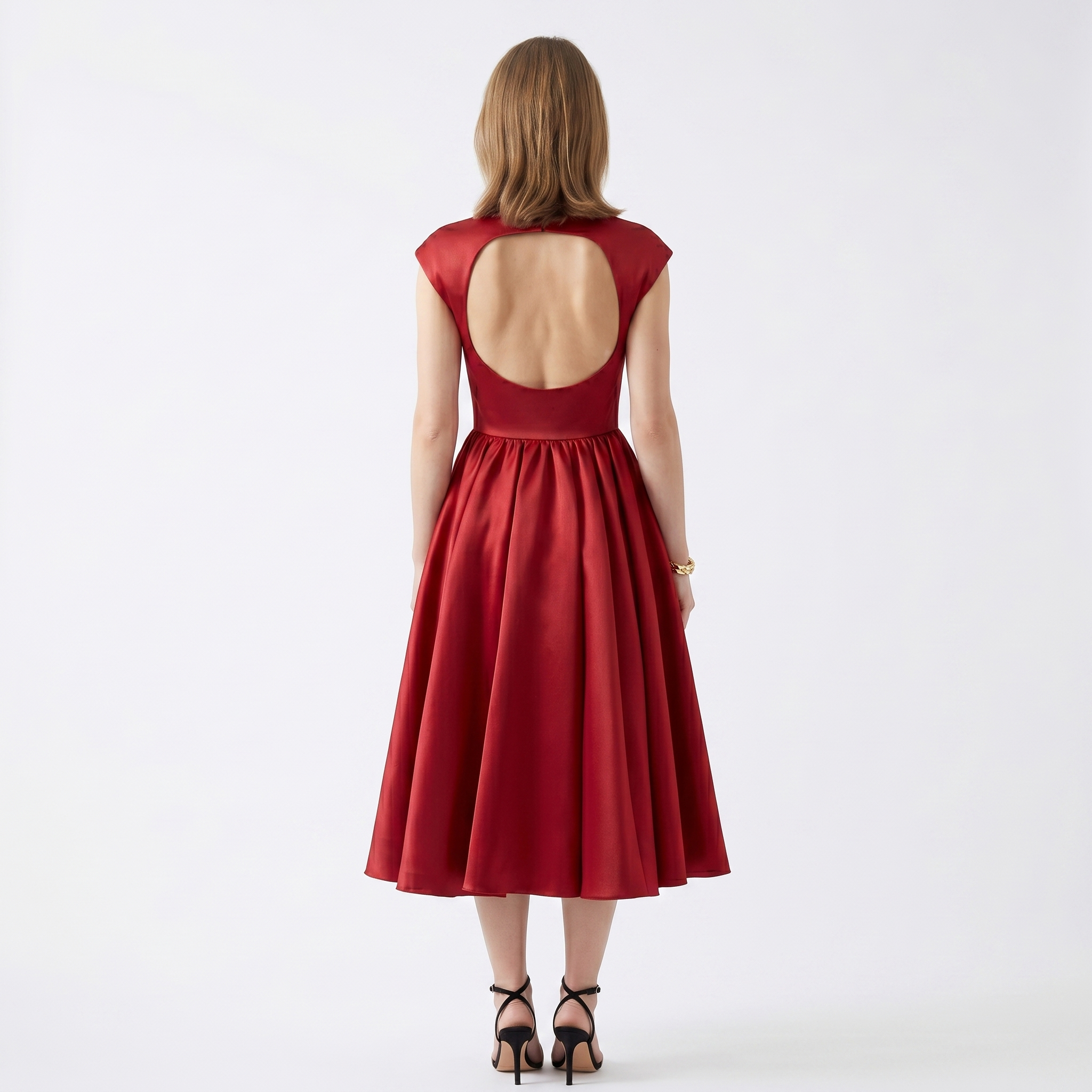 Damen Midikleid – Bootsausschnitt & Rückenausschnitt