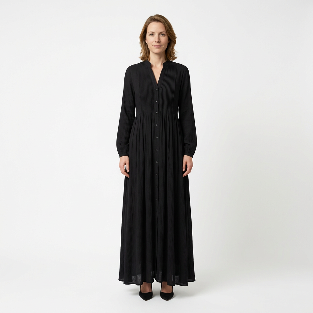 Damen Leinen Maxikleid – Minimalistisch