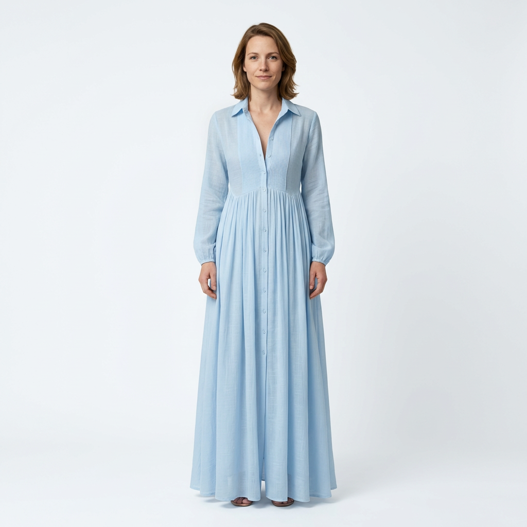 Damen Leinen Maxikleid – Minimalistisch