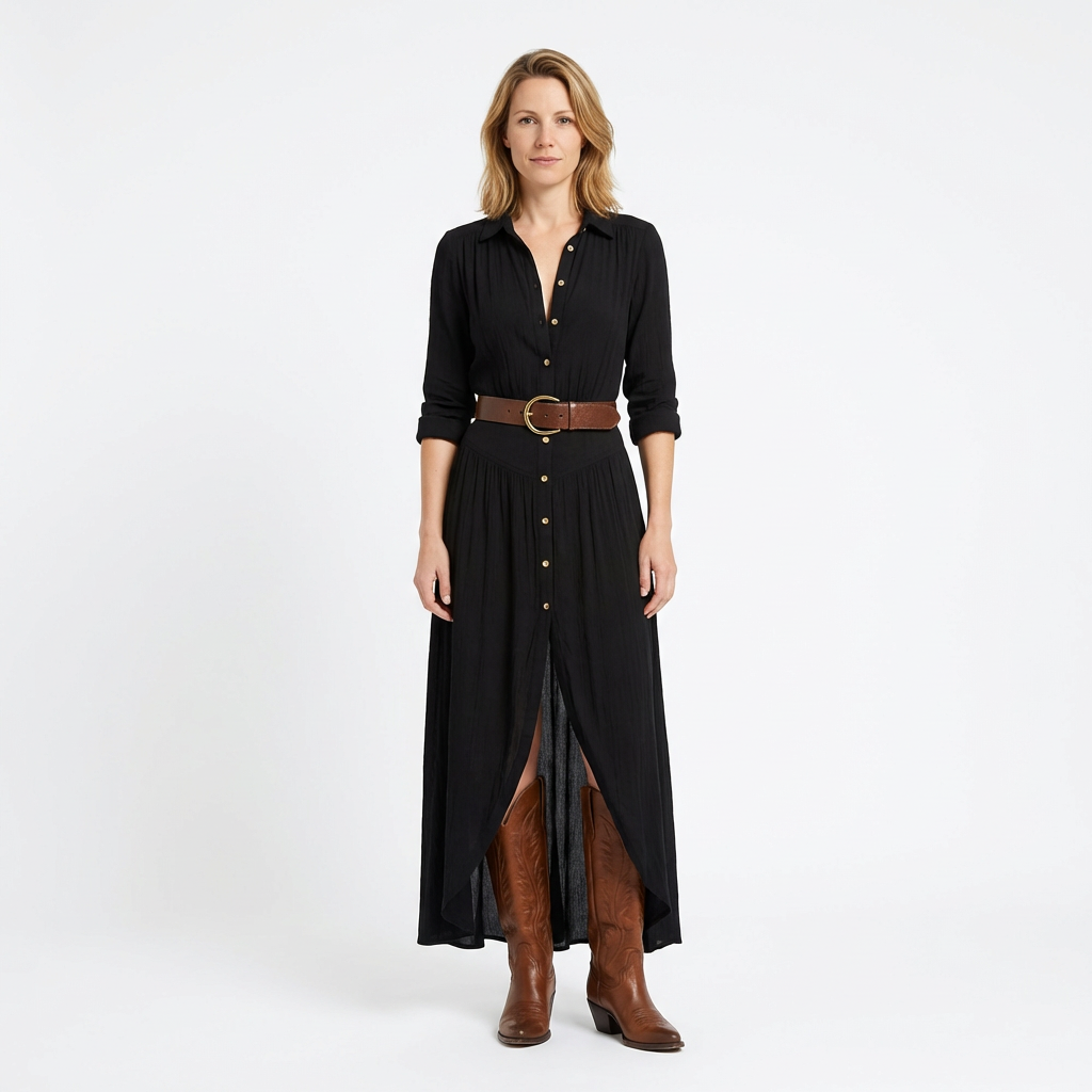 Damen Maxikleid – Plissee & Elegant