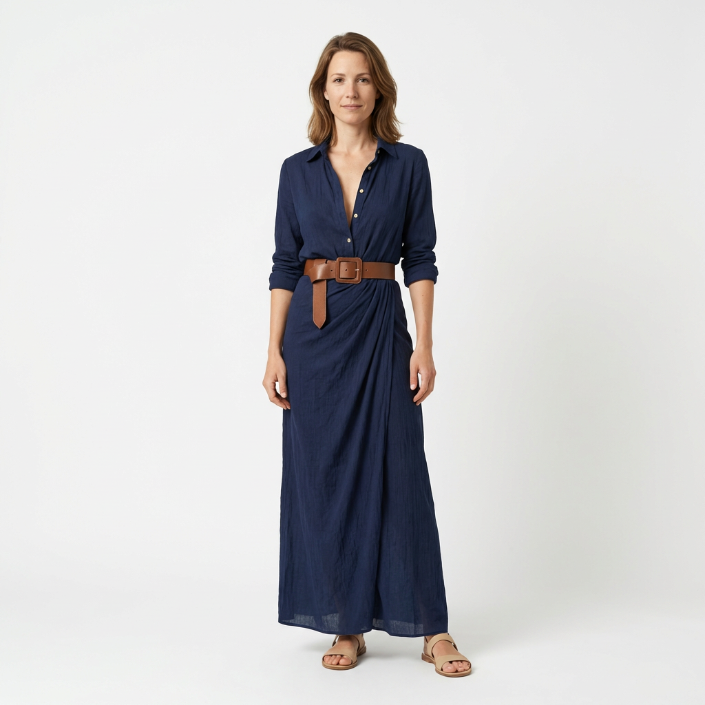 Damen Maxikleid – Elegant mit Taillengürtel