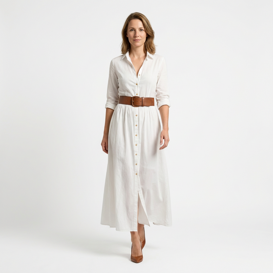 Damen Maxikleid – Plissee & Elegant