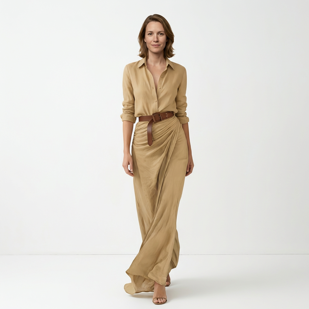 Damen Maxikleid – Elegant mit Taillengürtel