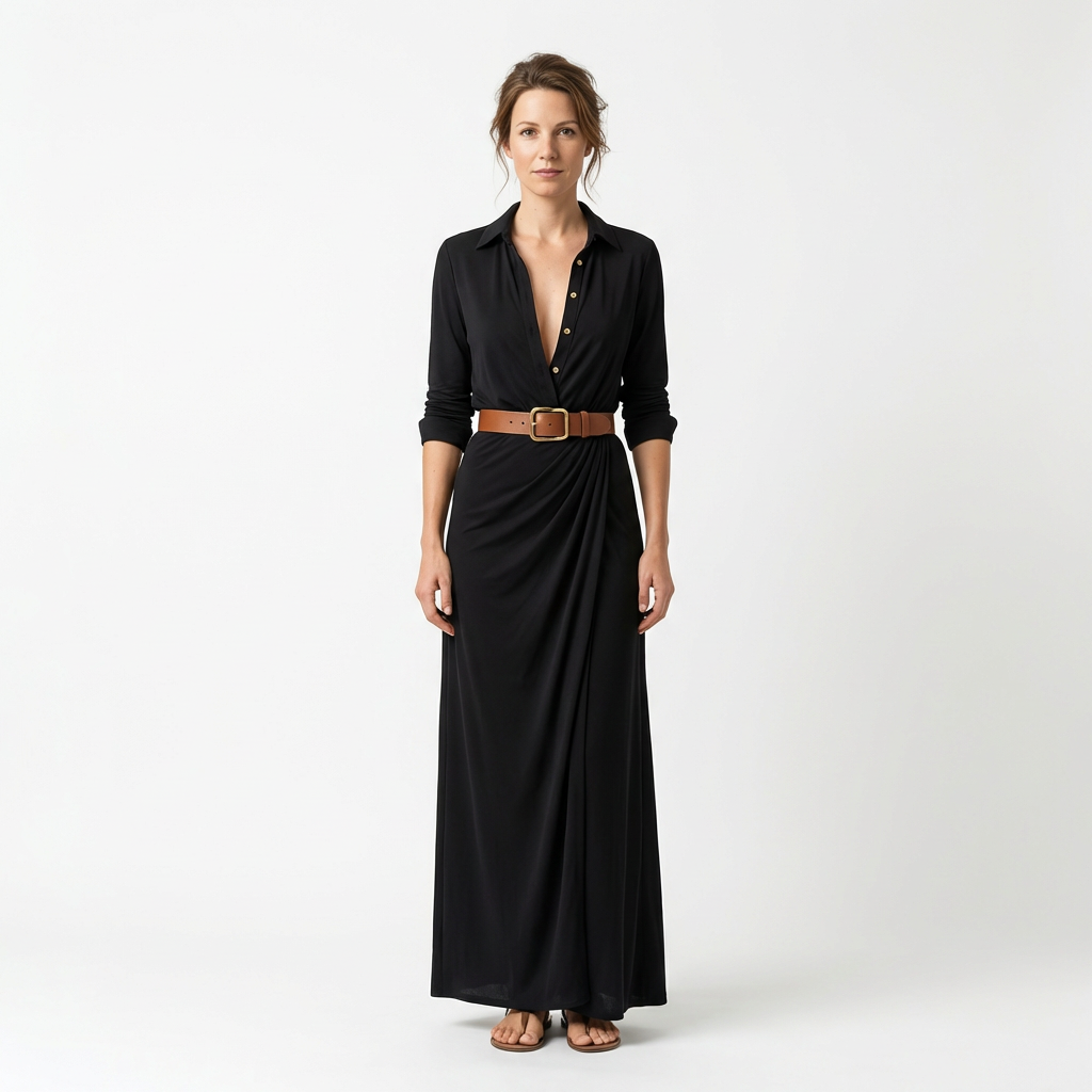 Damen Maxikleid – Elegant mit Taillengürtel