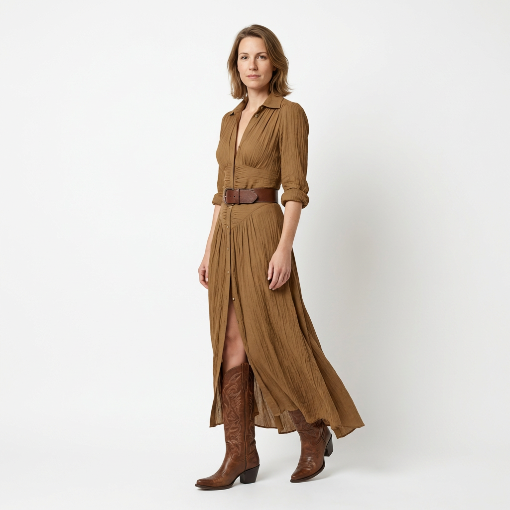 Damen Maxikleid – Plissee & Elegant