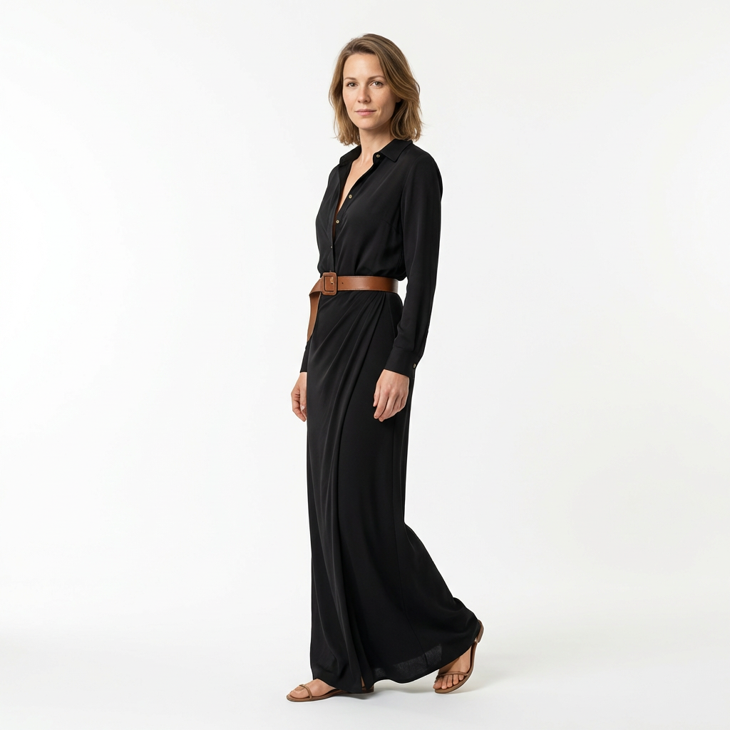 Damen Maxikleid – Elegant mit Taillengürtel