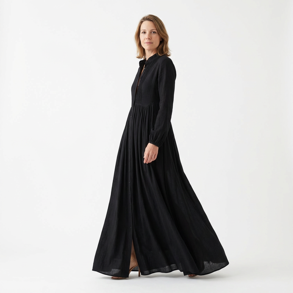 Damen Leinen Maxikleid – Minimalistisch