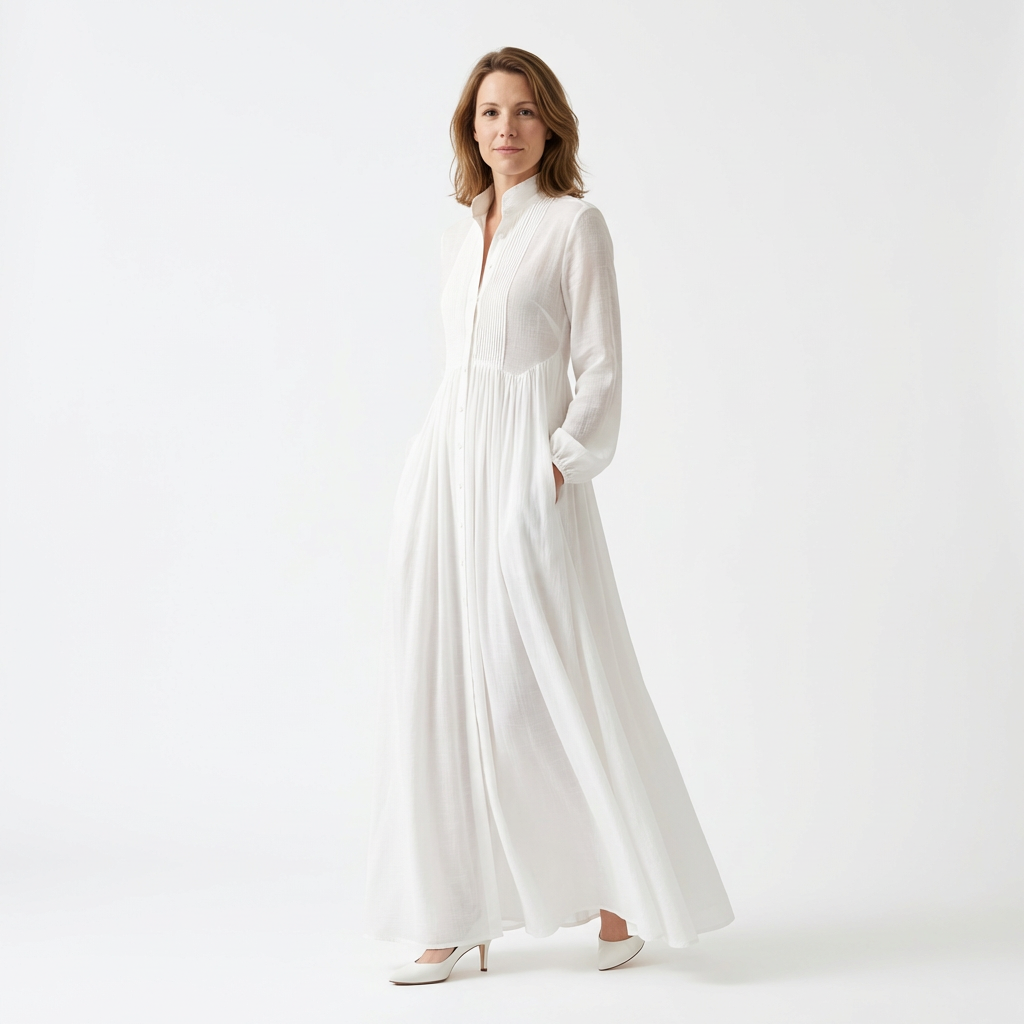 Damen Leinen Maxikleid – Minimalistisch