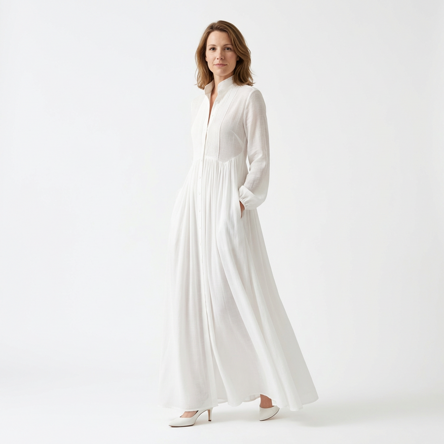 Damen Leinen Maxikleid – Minimalistisch