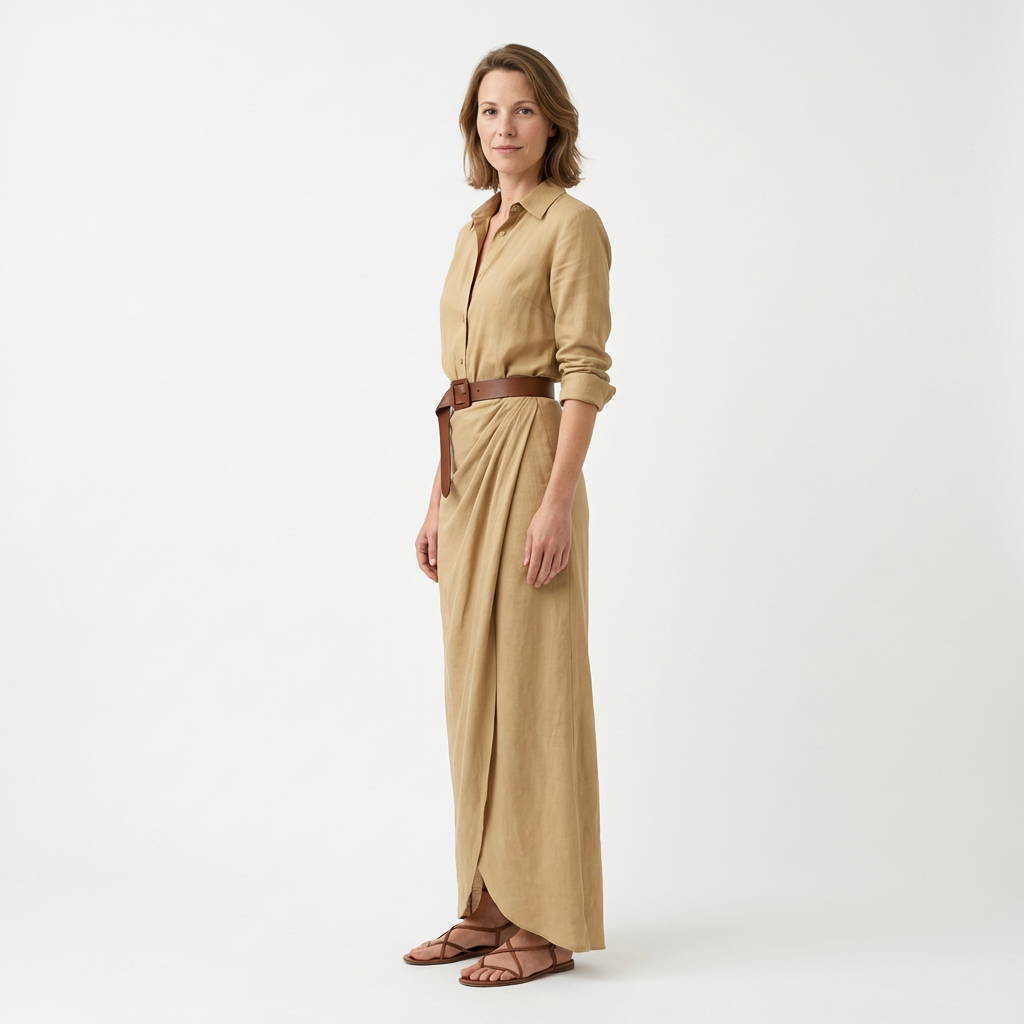 Damen Maxikleid – Elegant mit Taillengürtel