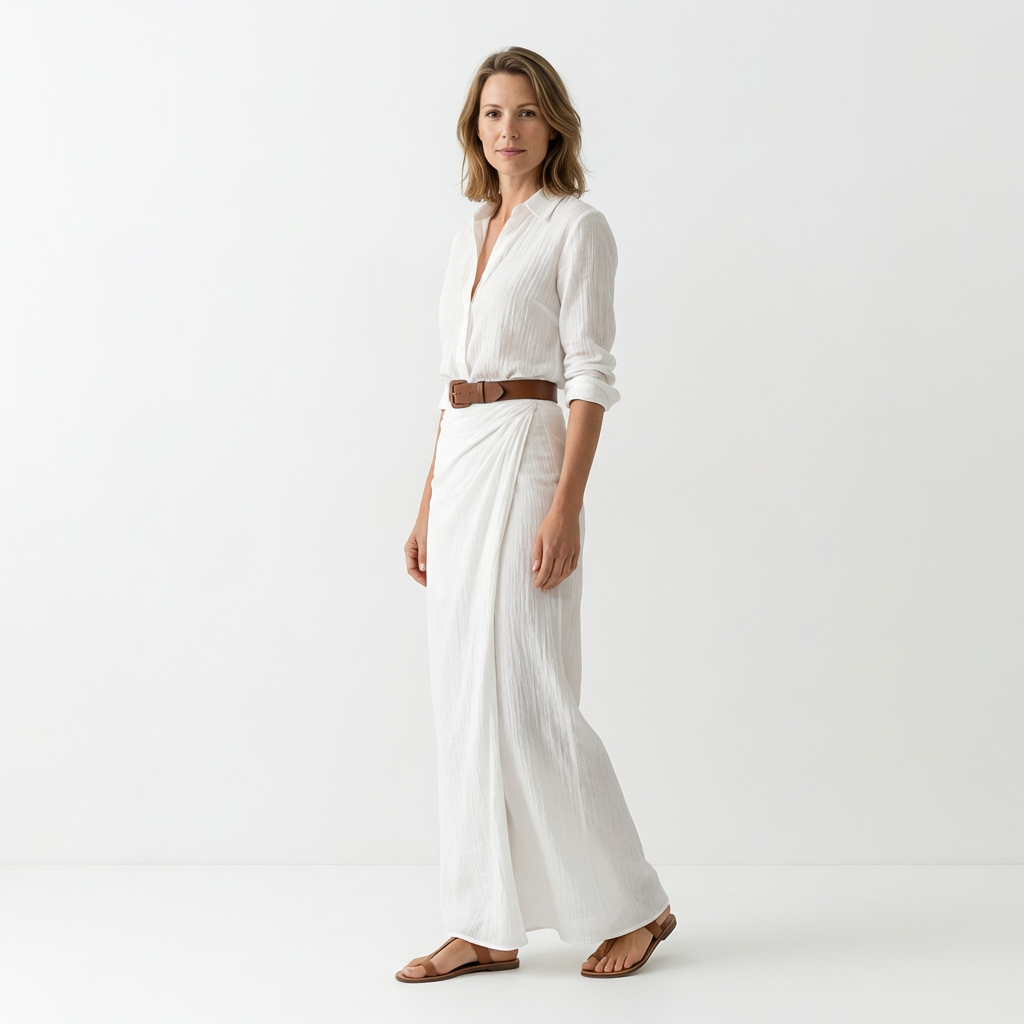 Damen Maxikleid – Elegant mit Taillengürtel