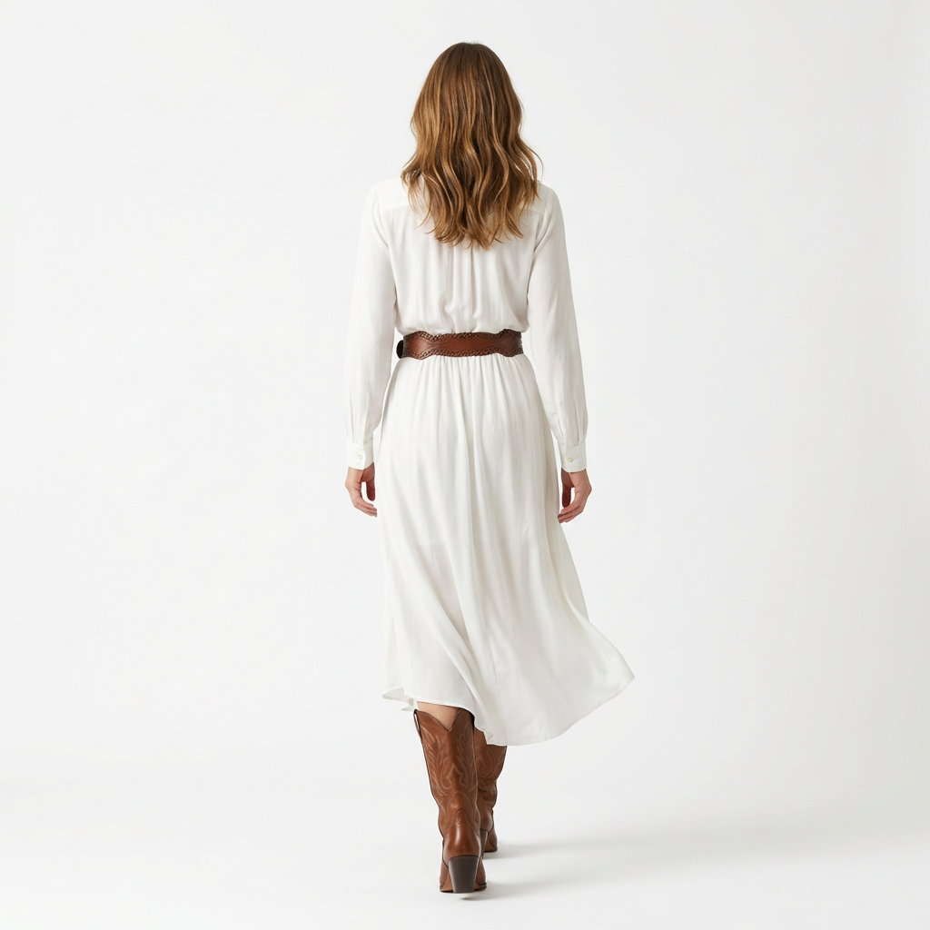 Damen Maxikleid – Plissee & Elegant