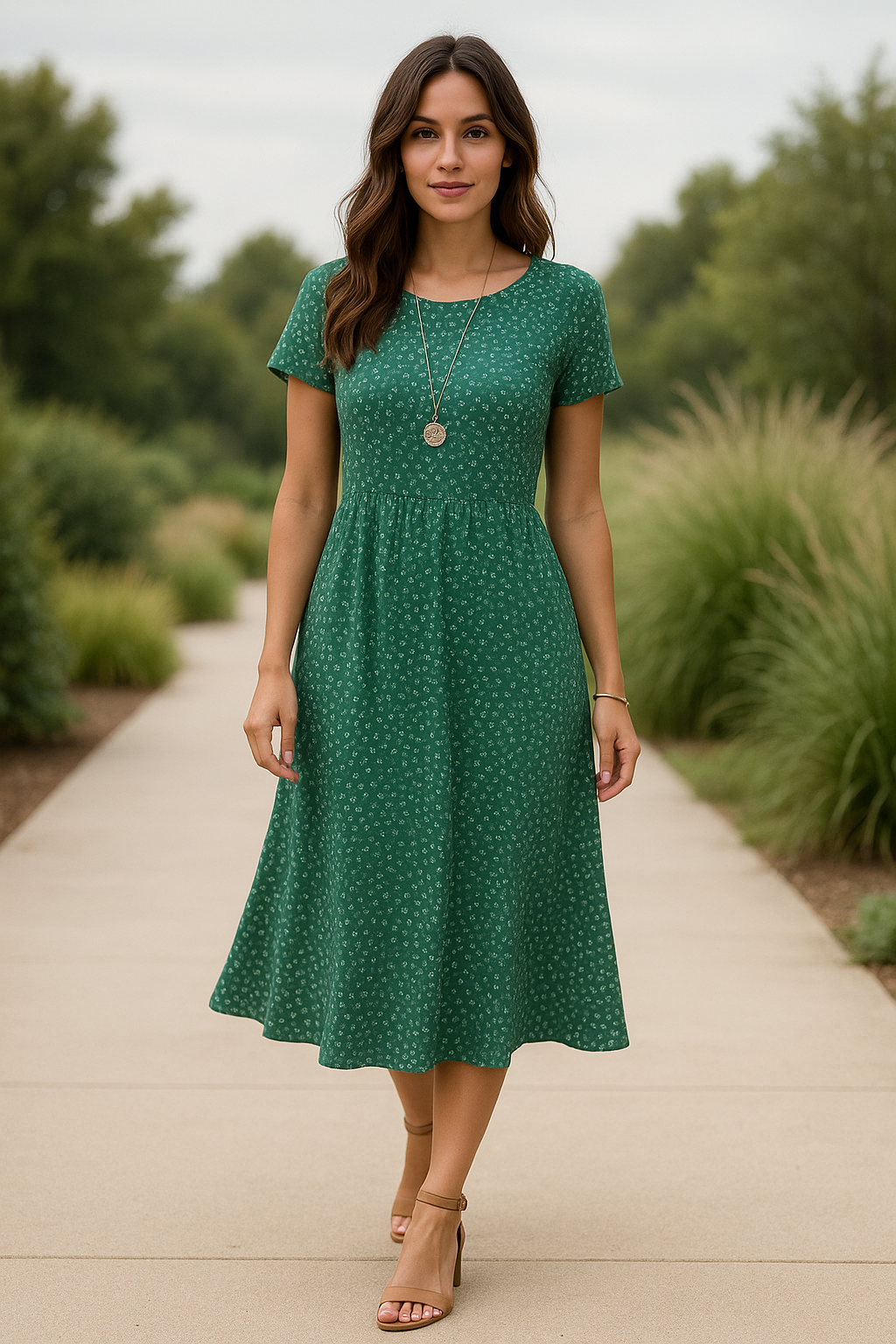 Damen Vintage Sommerkleid mit Luftiger Passform