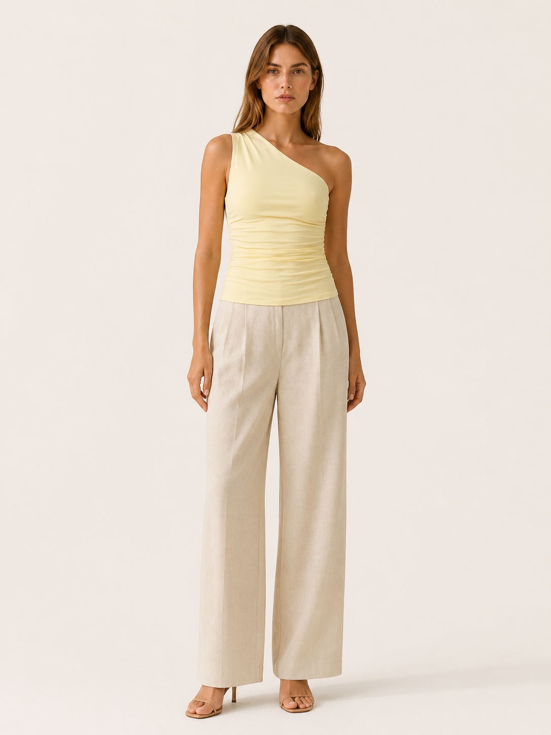 Ilyra Damen One-Shoulder Top – Figurbetont & Gerafft Elegant