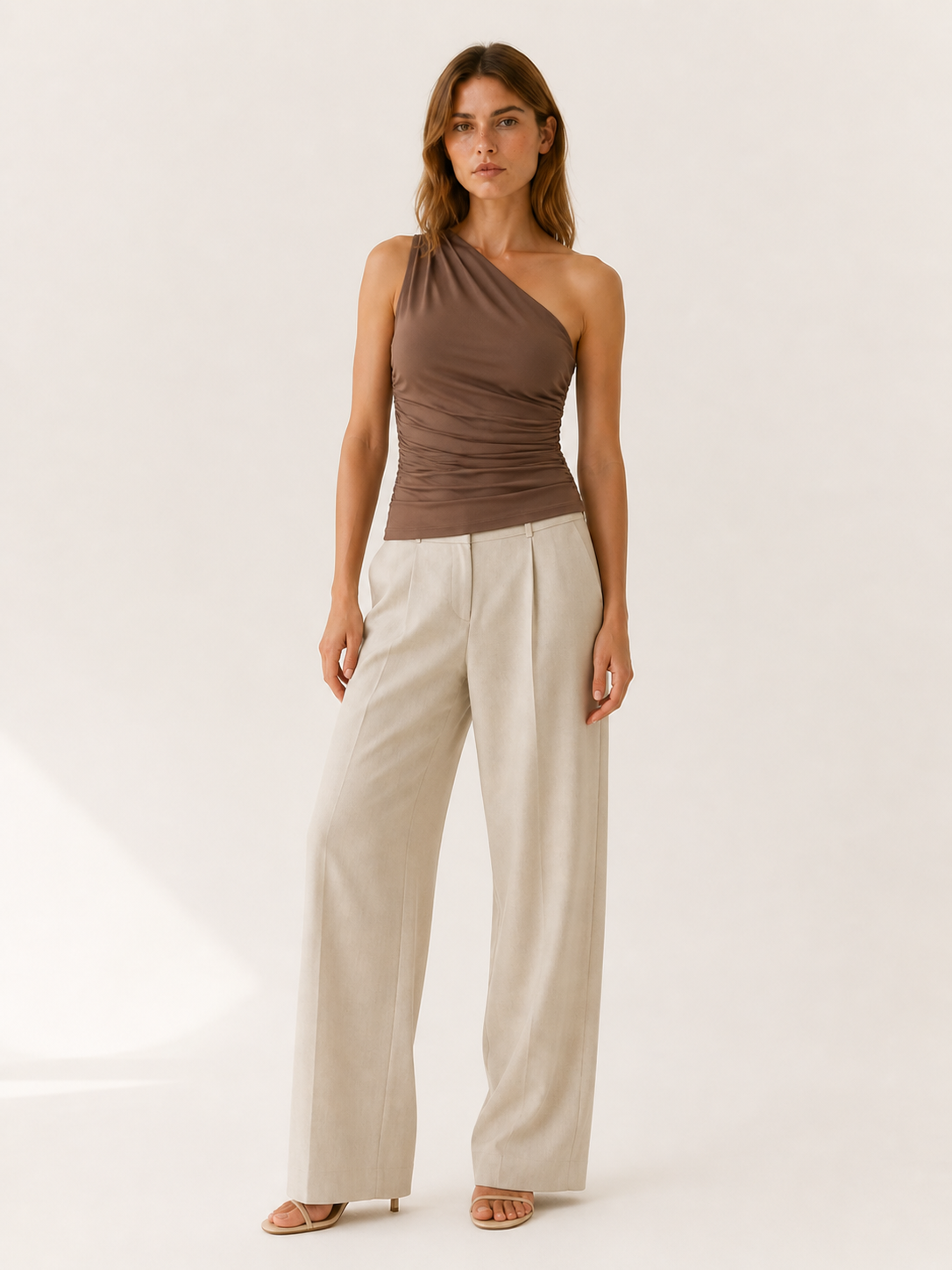Ilyra Damen One-Shoulder Top – Figurbetont & Gerafft Elegant