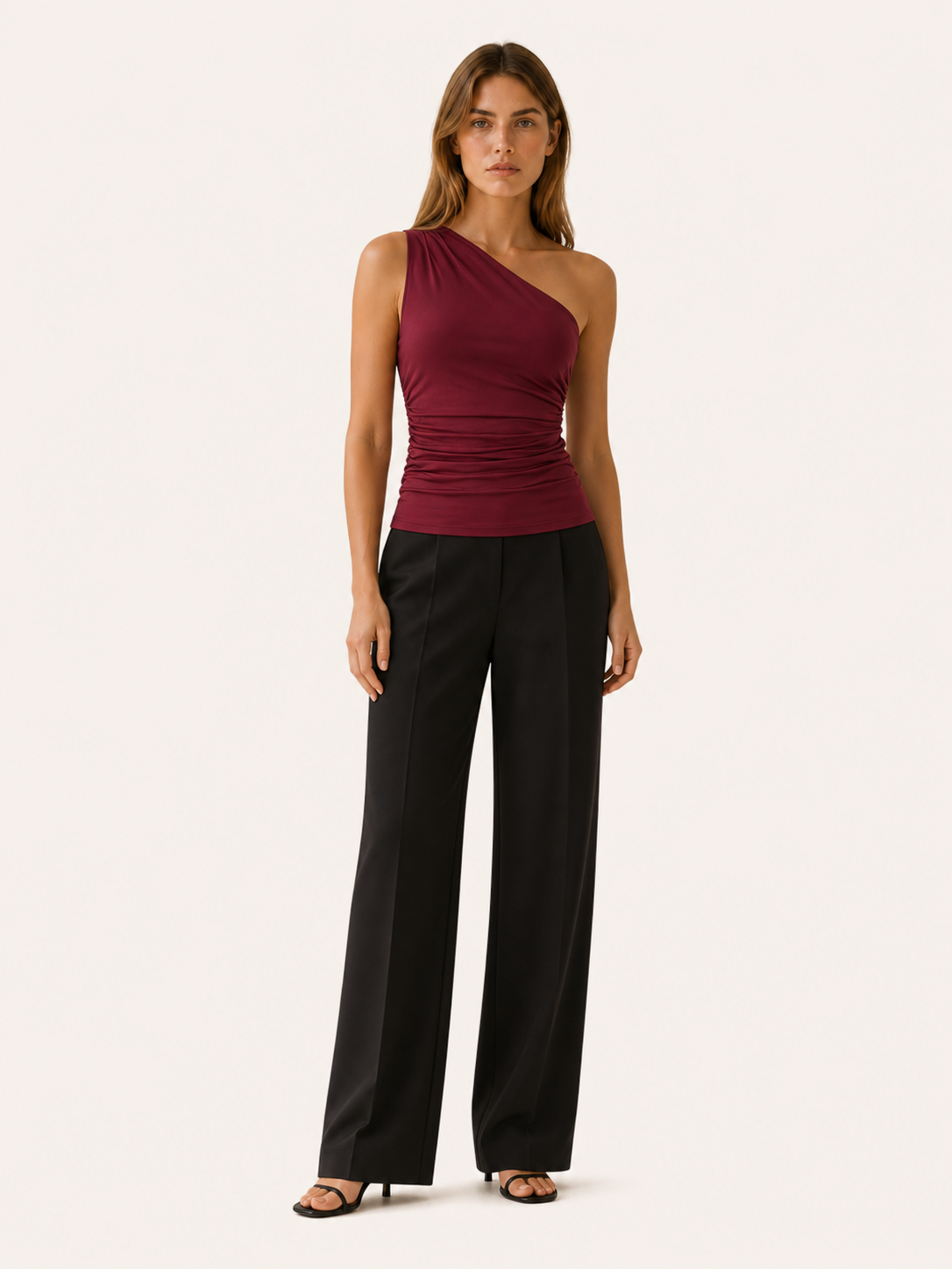 Ilyra Damen One-Shoulder Top – Figurbetont & Gerafft Elegant