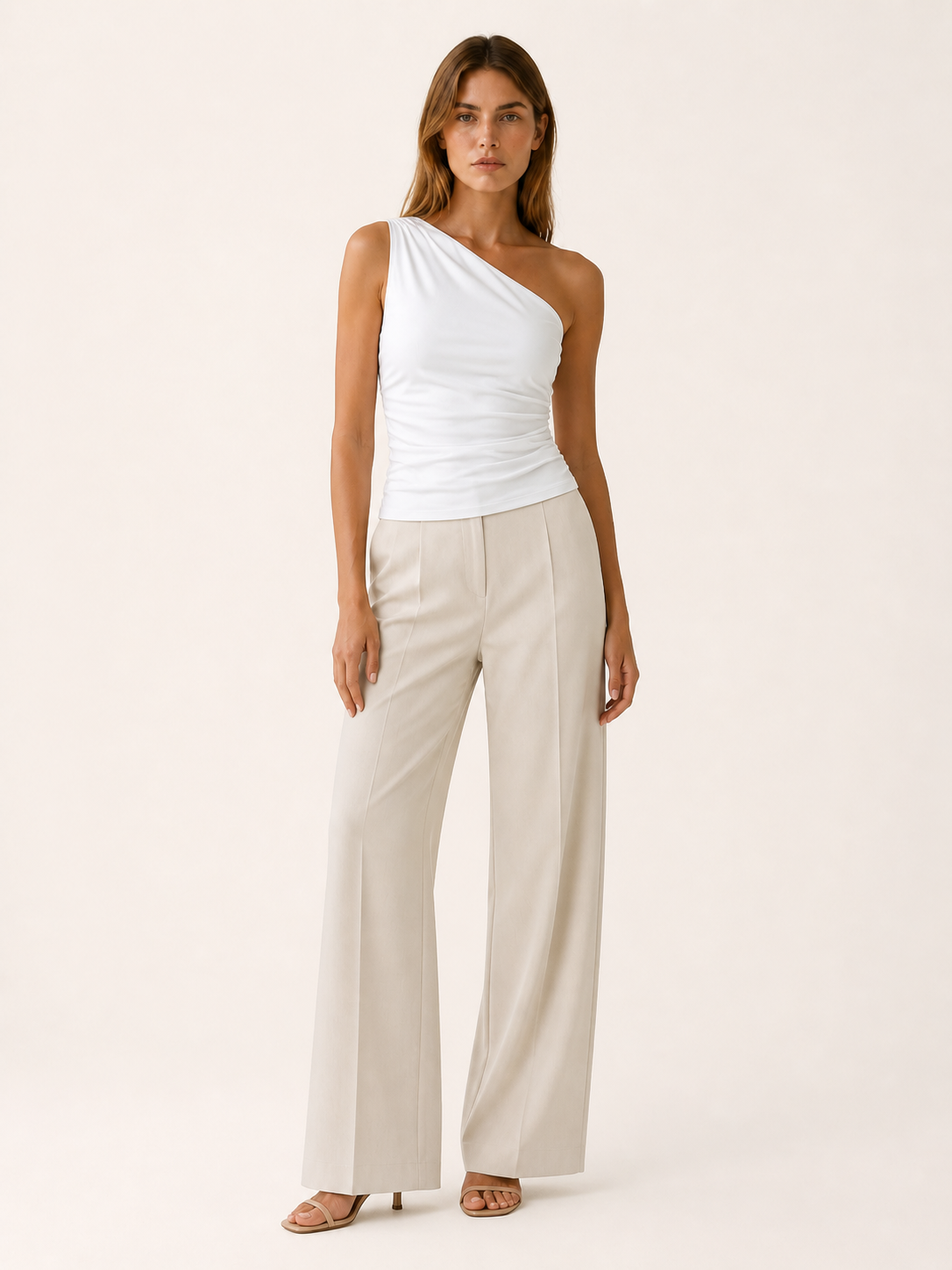 Ilyra Damen One-Shoulder Top – Figurbetont & Gerafft Elegant