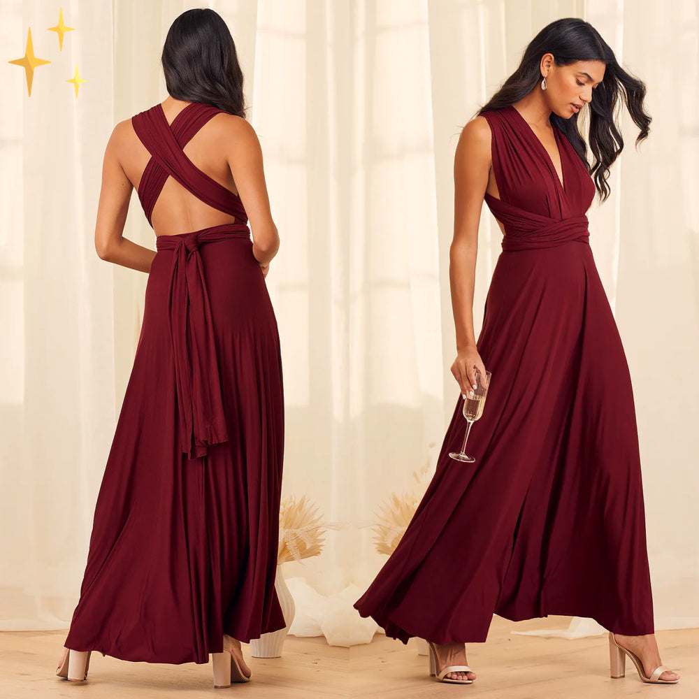Damen Vielseitiges Wickelkleid mit Multiway-Design