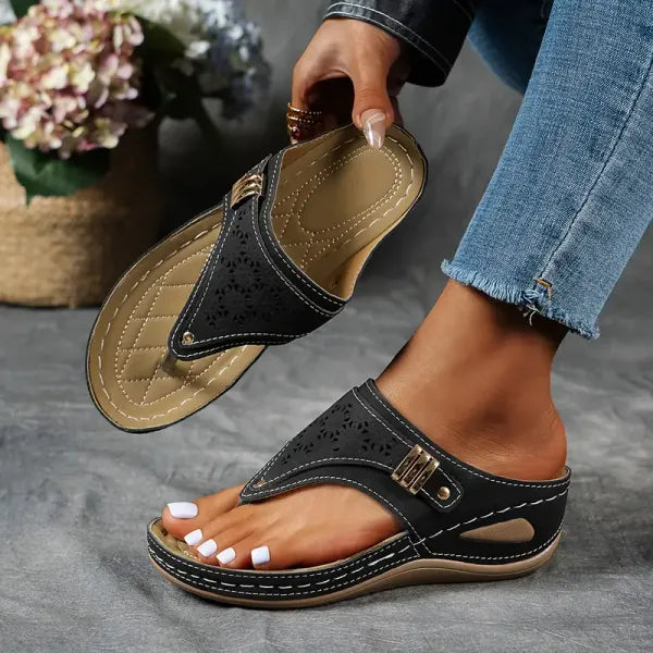 Diana Damen Sandalen – Orthopädische Keilabsatz Flip-Flops