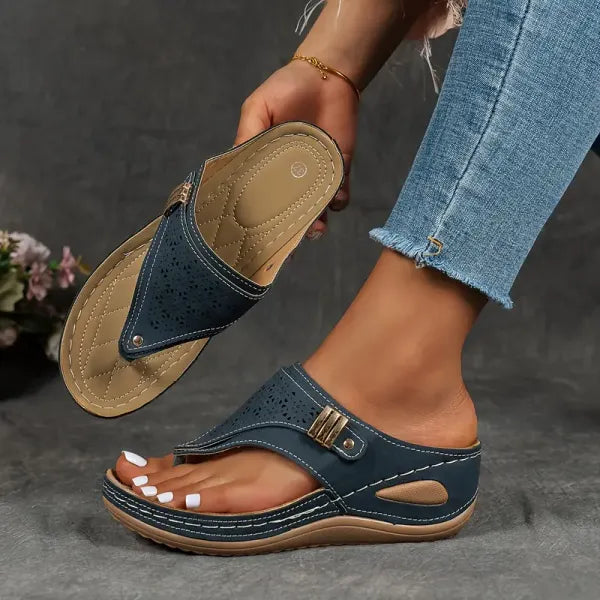 Diana Damen Sandalen – Orthopädische Keilabsatz Flip-Flops
