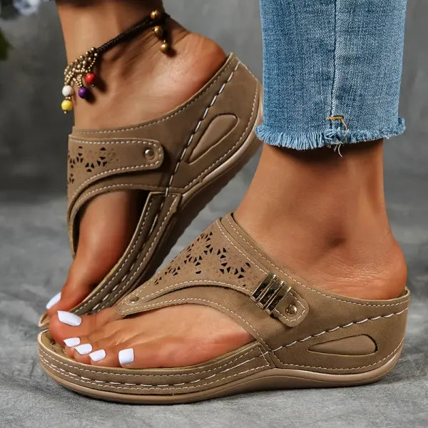 Diana Damen Sandalen – Orthopädische Keilabsatz Flip-Flops