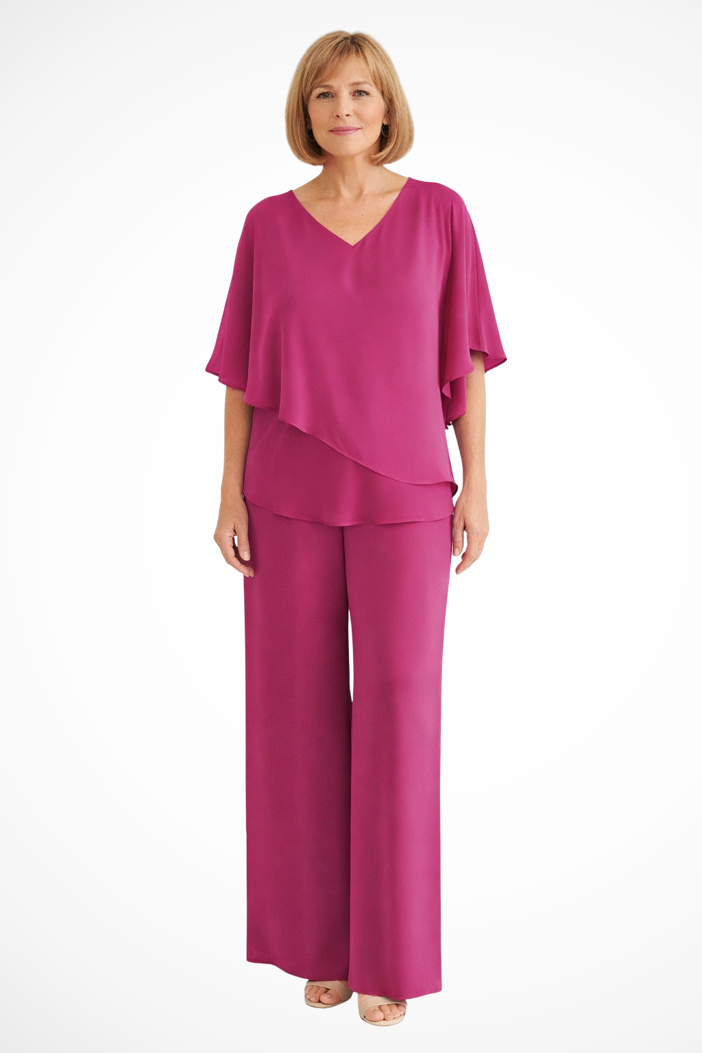 Serena | Damen Zweiteiler – V-Ausschnitt & Weite Hose