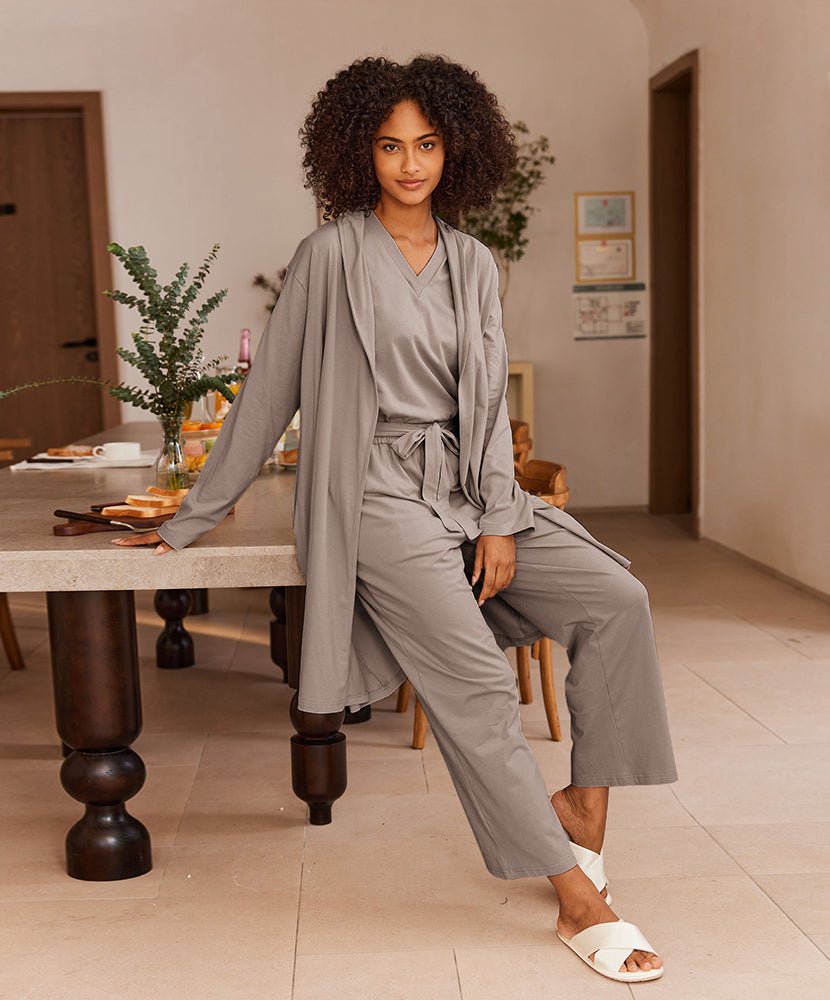 Damen 3-teiliges Baumwoll Lounge Set für Zuhause