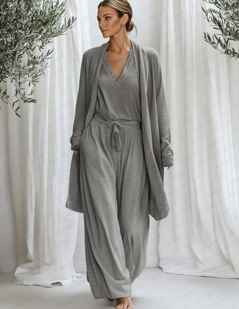 Damen 3-teiliges Baumwoll Lounge Set für Zuhause