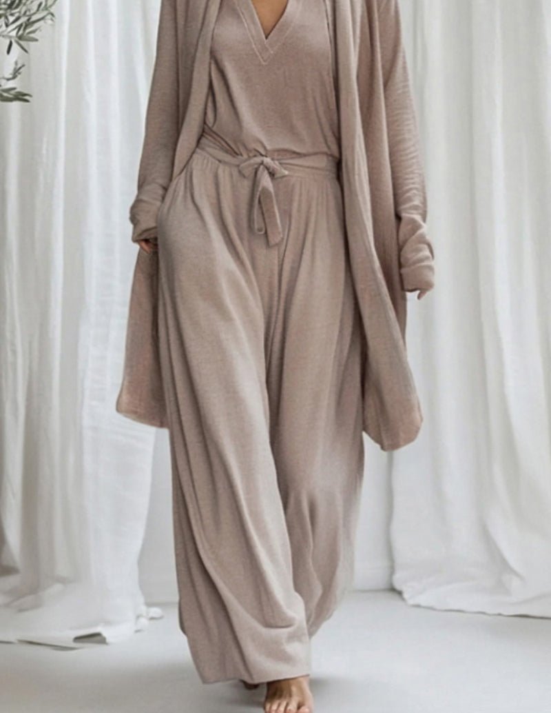 Damen 3-teiliges Baumwoll Lounge Set für Zuhause