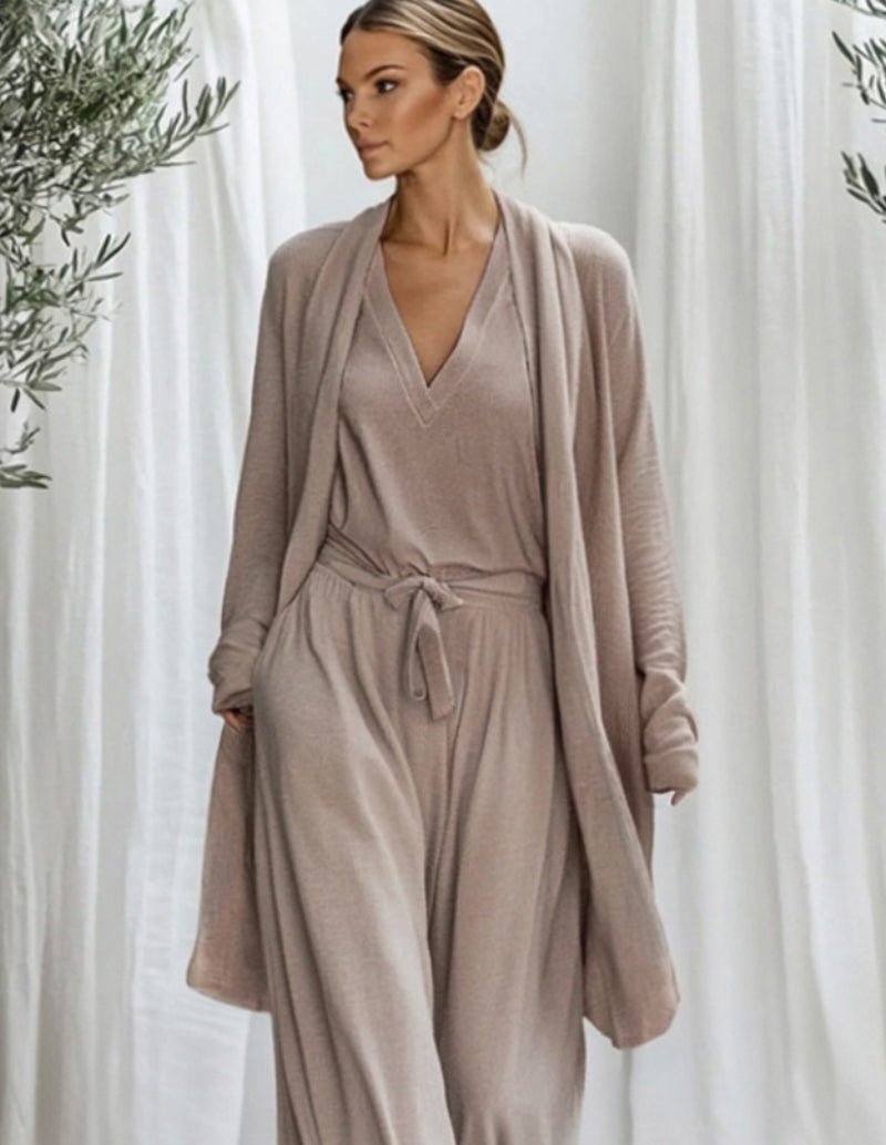 Damen 3-teiliges Baumwoll Lounge Set für Zuhause