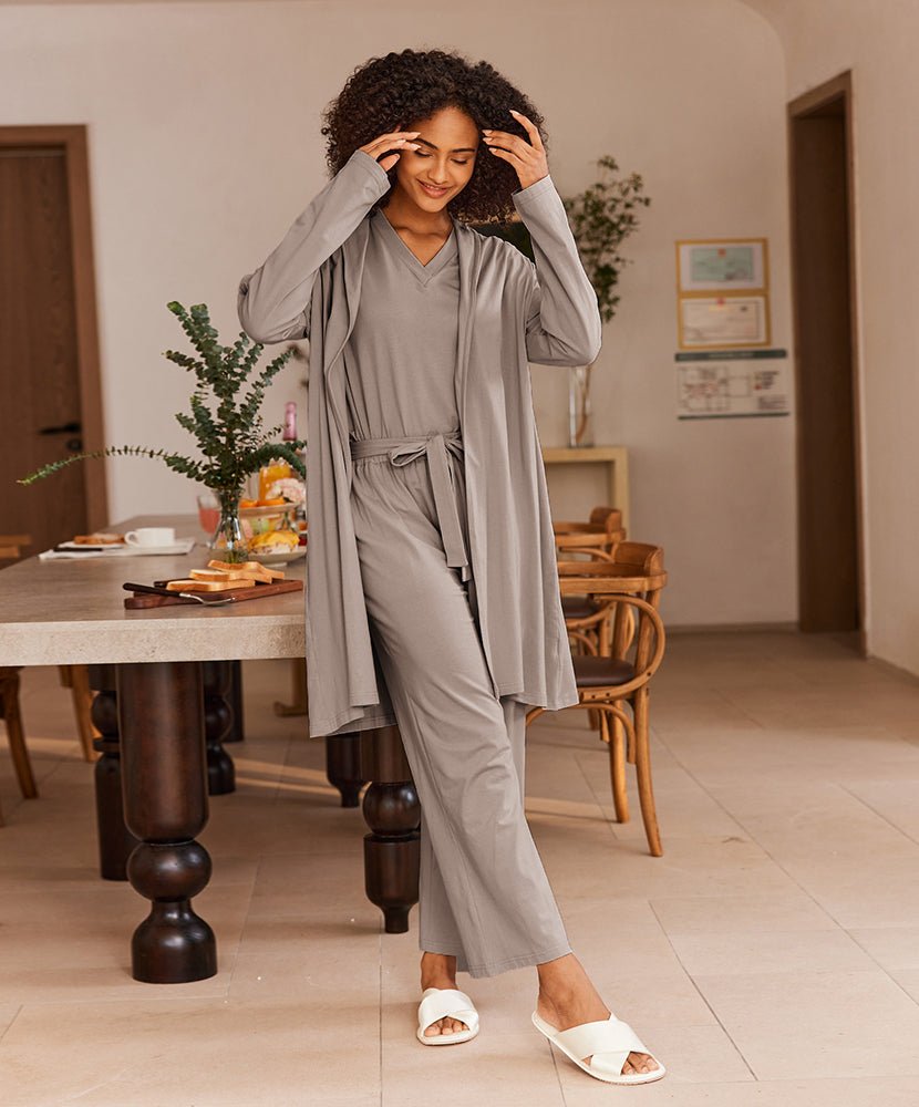 Damen 3-teiliges Baumwoll Lounge Set für Zuhause