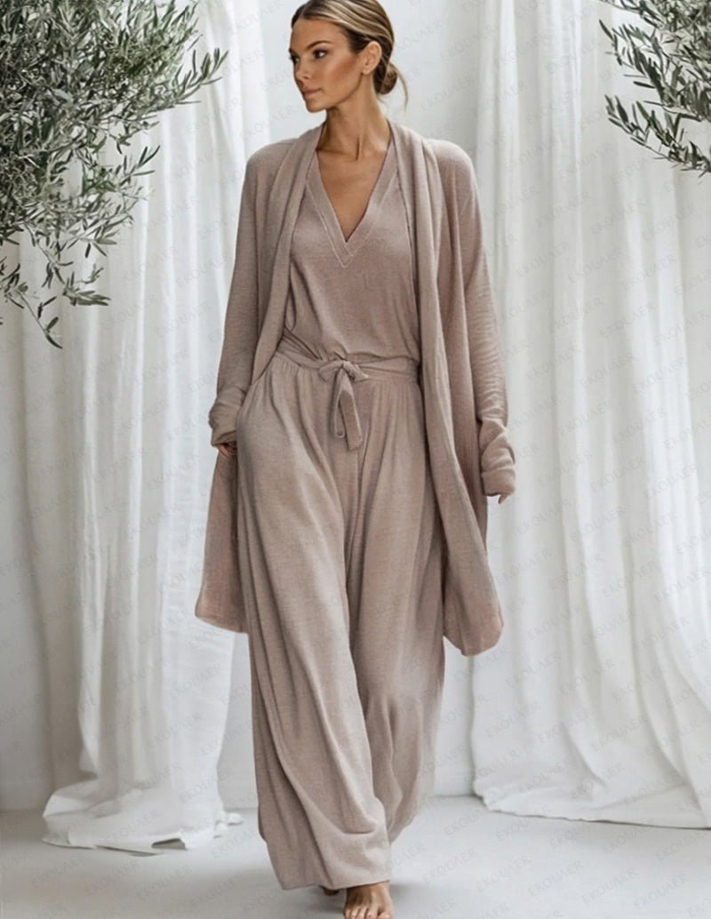 Damen 3-teiliges Baumwoll Lounge Set für Zuhause