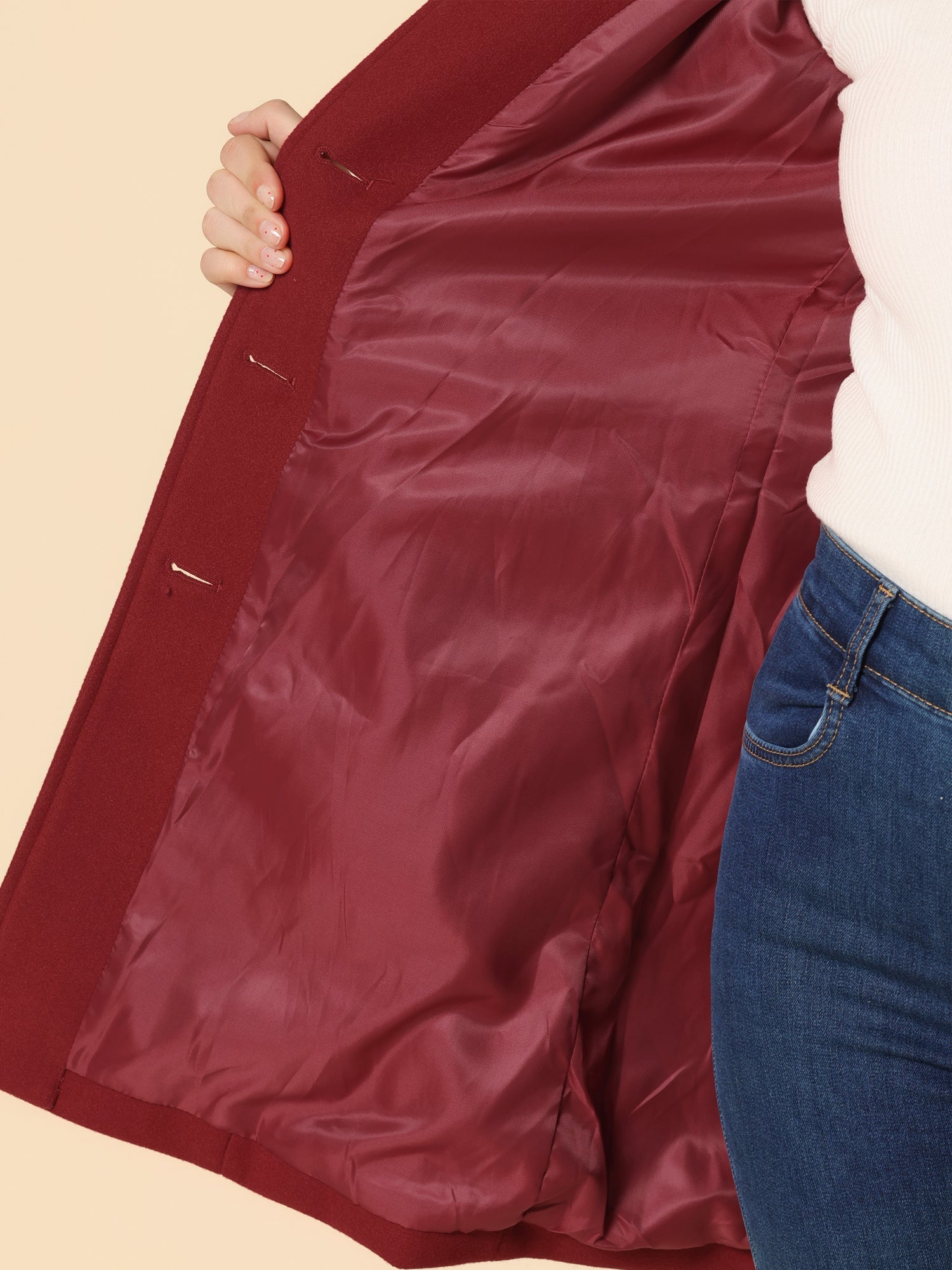 Damen Winter Trenchcoat mit Einreihiger Knopfleiste