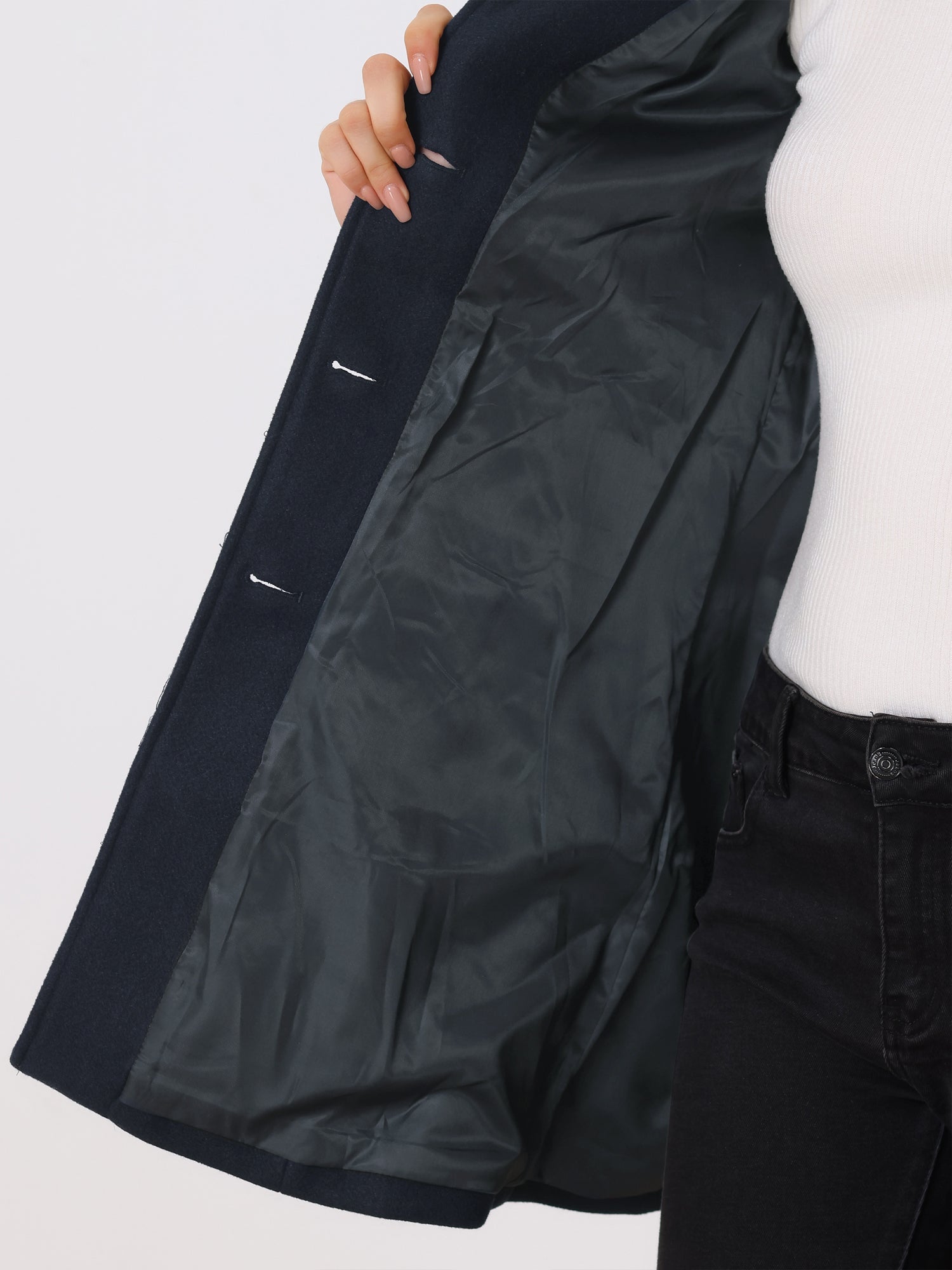 Damen Winter Trenchcoat mit Einreihiger Knopfleiste