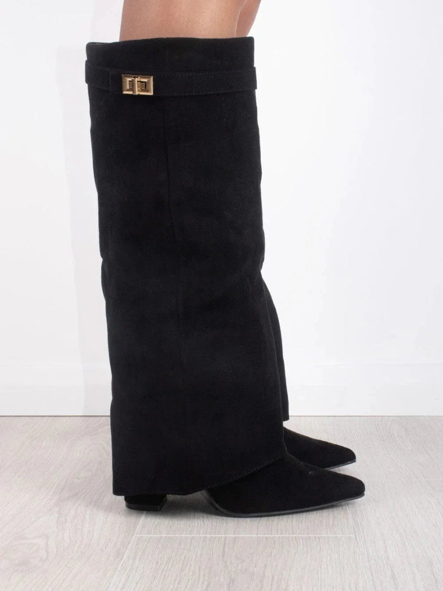 Evy Damenstiefel – Suede & Goldene Details Elegant